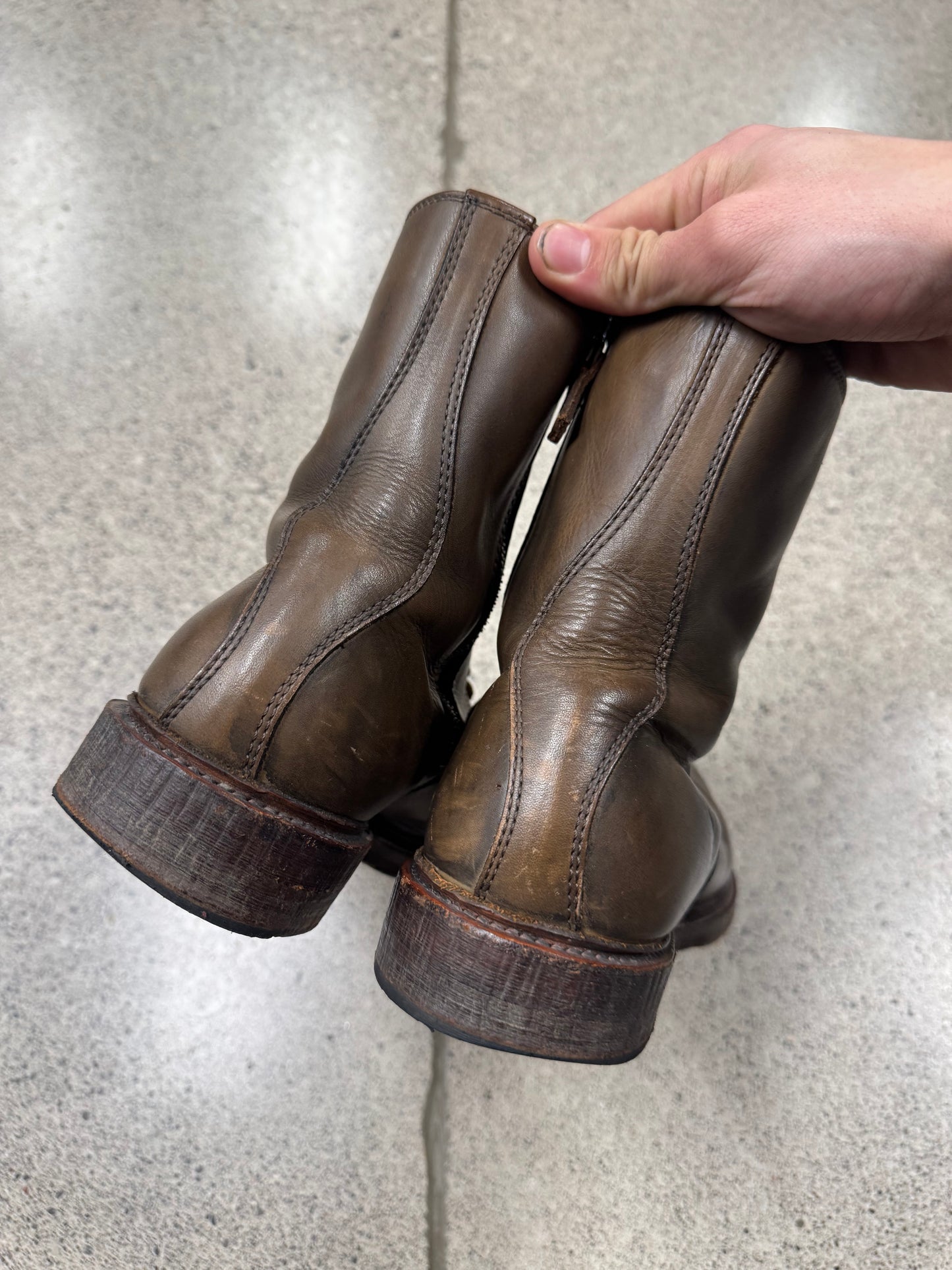 Mihara Yasuhiro Brown Calfskin Leather Combat Boots