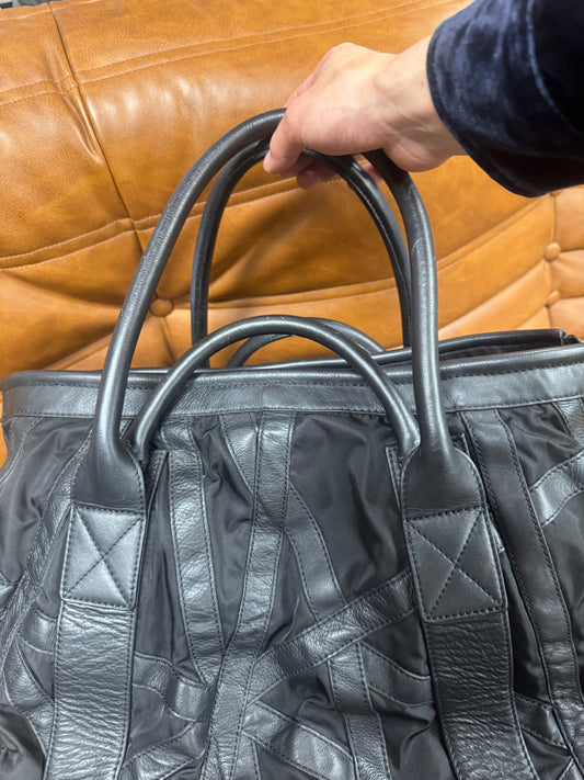2018 Issey Miyake Leather Accented Nylon Jumbo Shoulder Bag