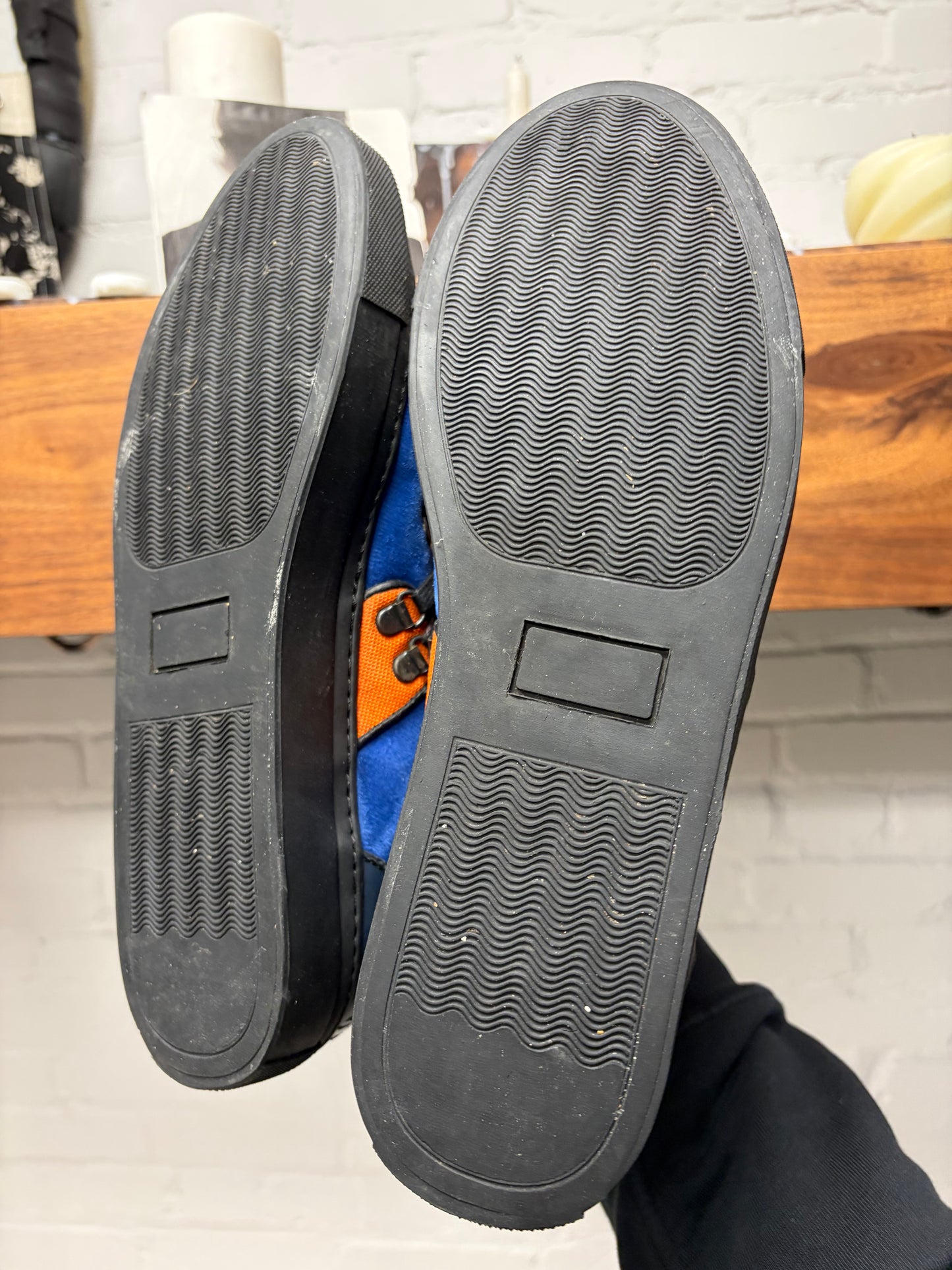 SS2011 Raf Simons ‘Multi-Lace’ Blue/Orange Leather High Top Sneakers