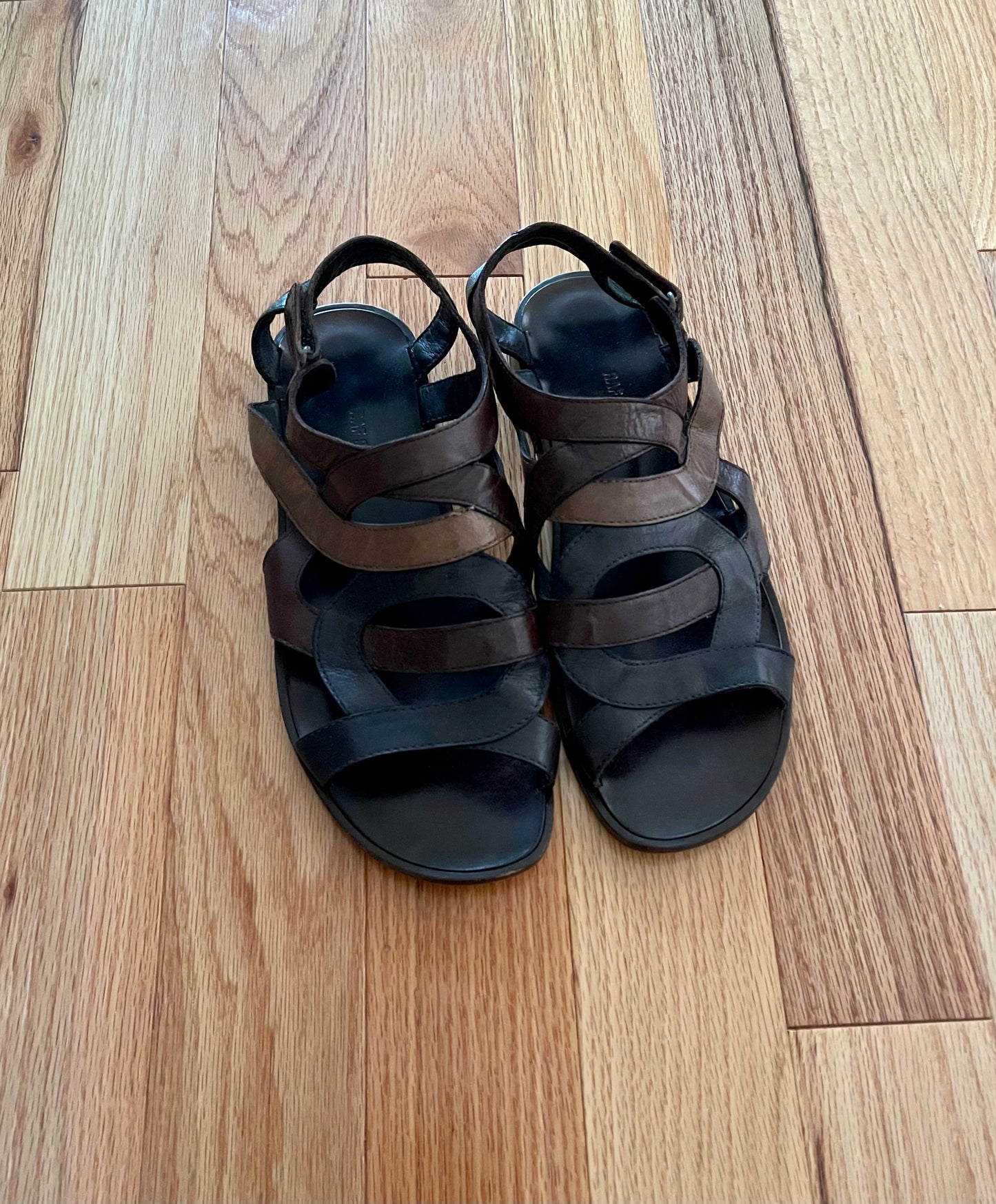 SS2009 Raf Simons Woven Leather Wood Sole Slides
