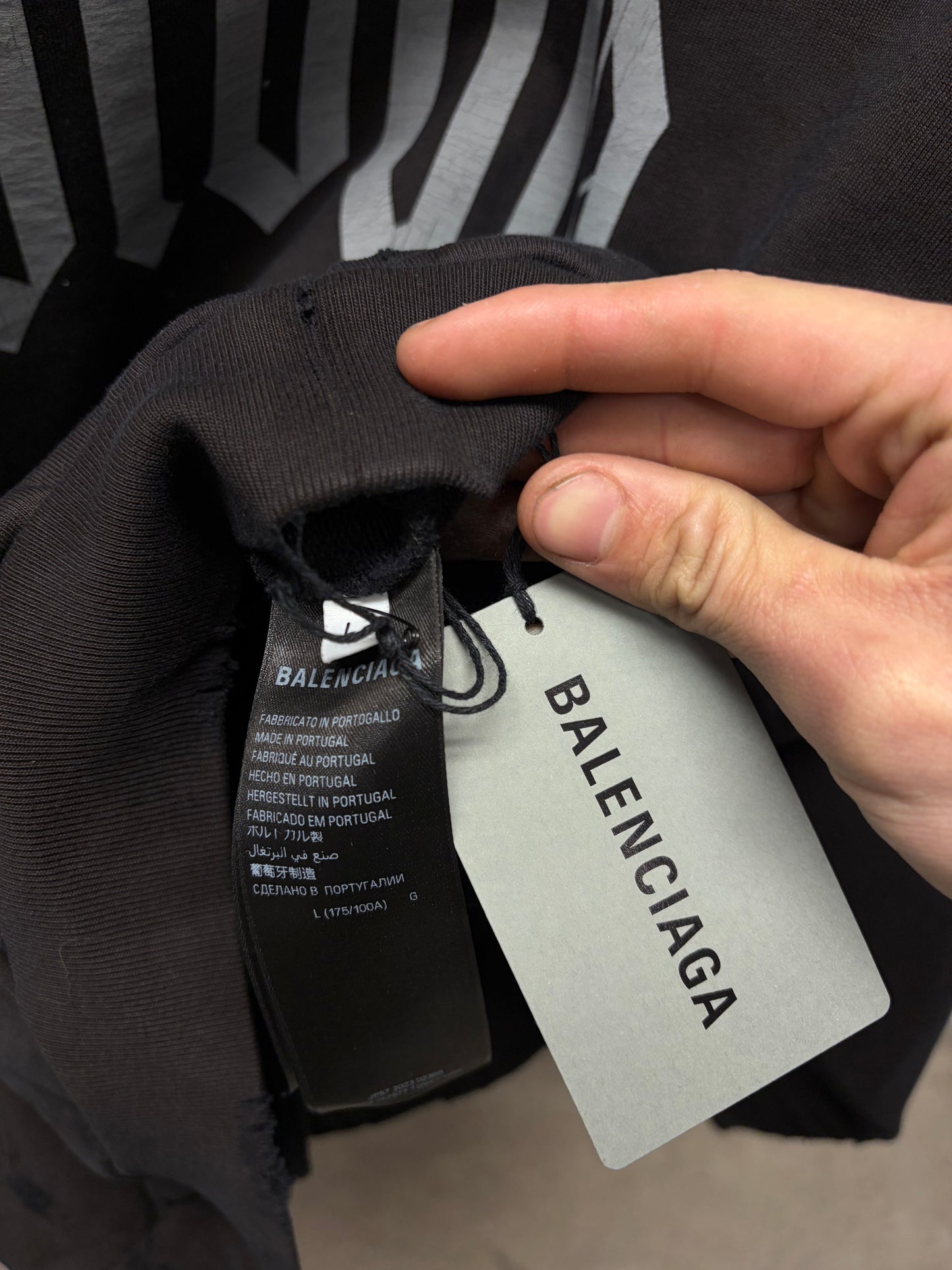 AW2024 Balenciaga ‘No Logo’ Distressed Black Pullover Hoodie