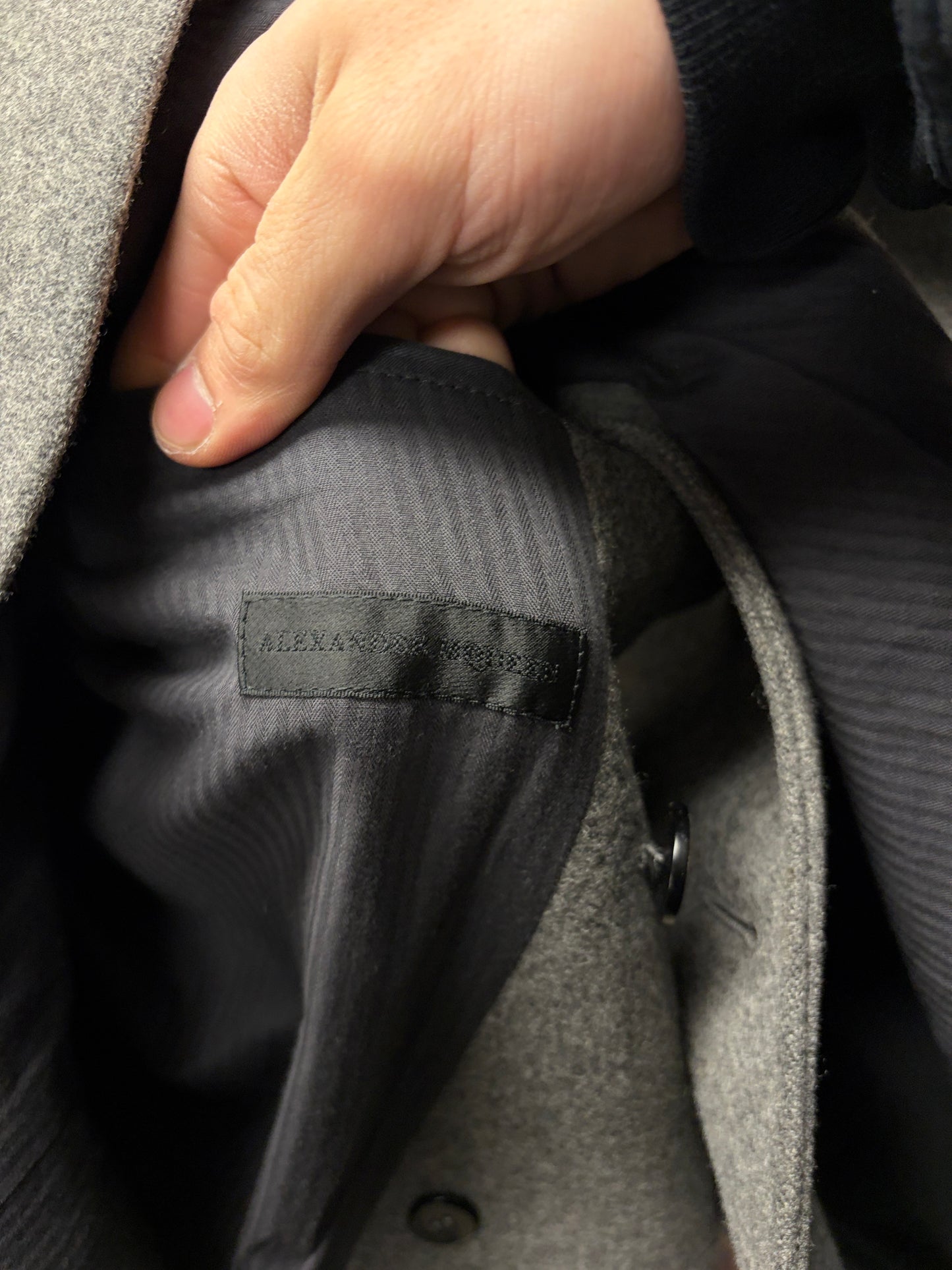 Alexander McQueen Double Breasted Grey Wool Peacoat