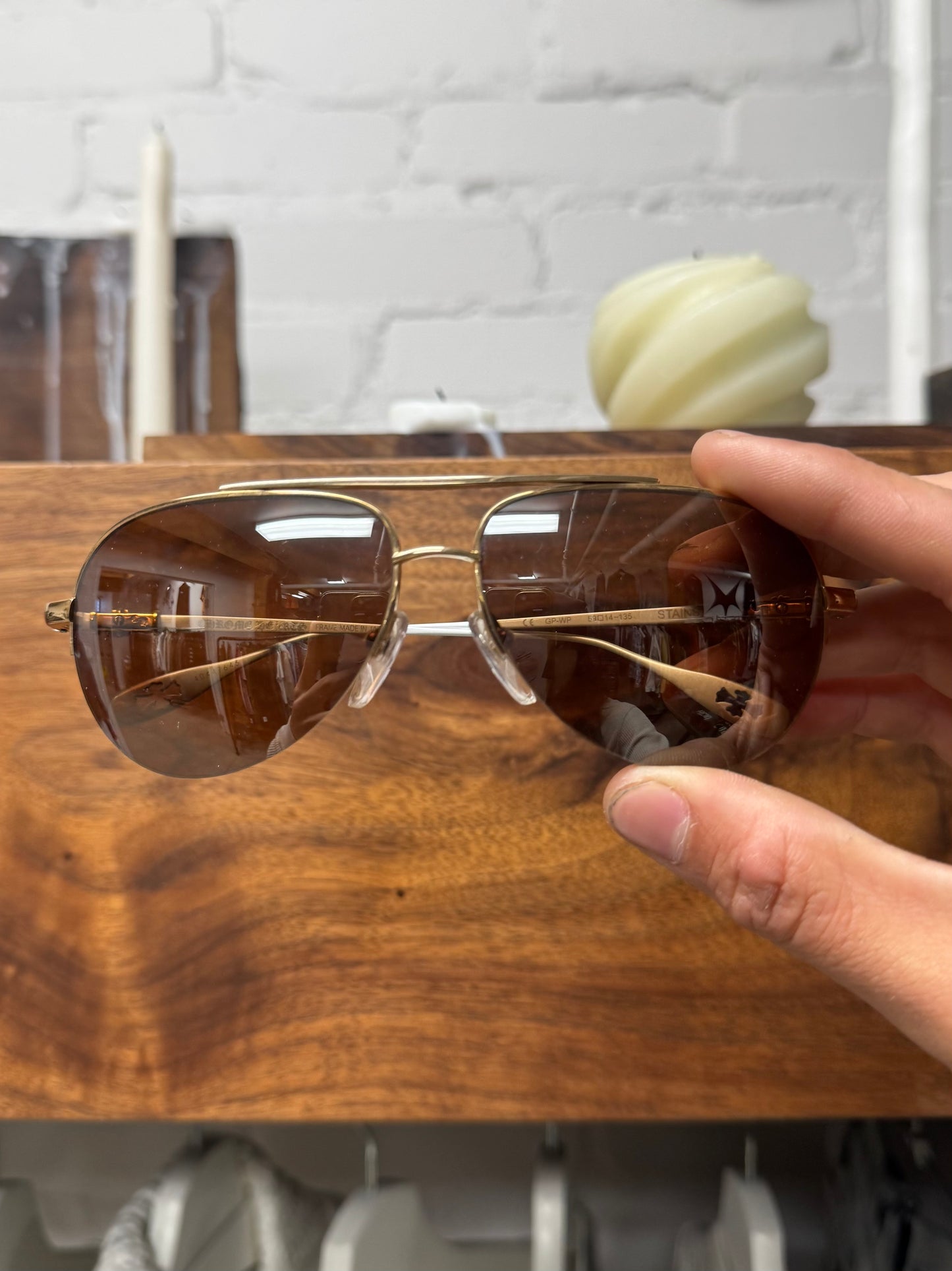 Chrome Hearts ‘Stains’ 18K Gold Aviator Sunglasses