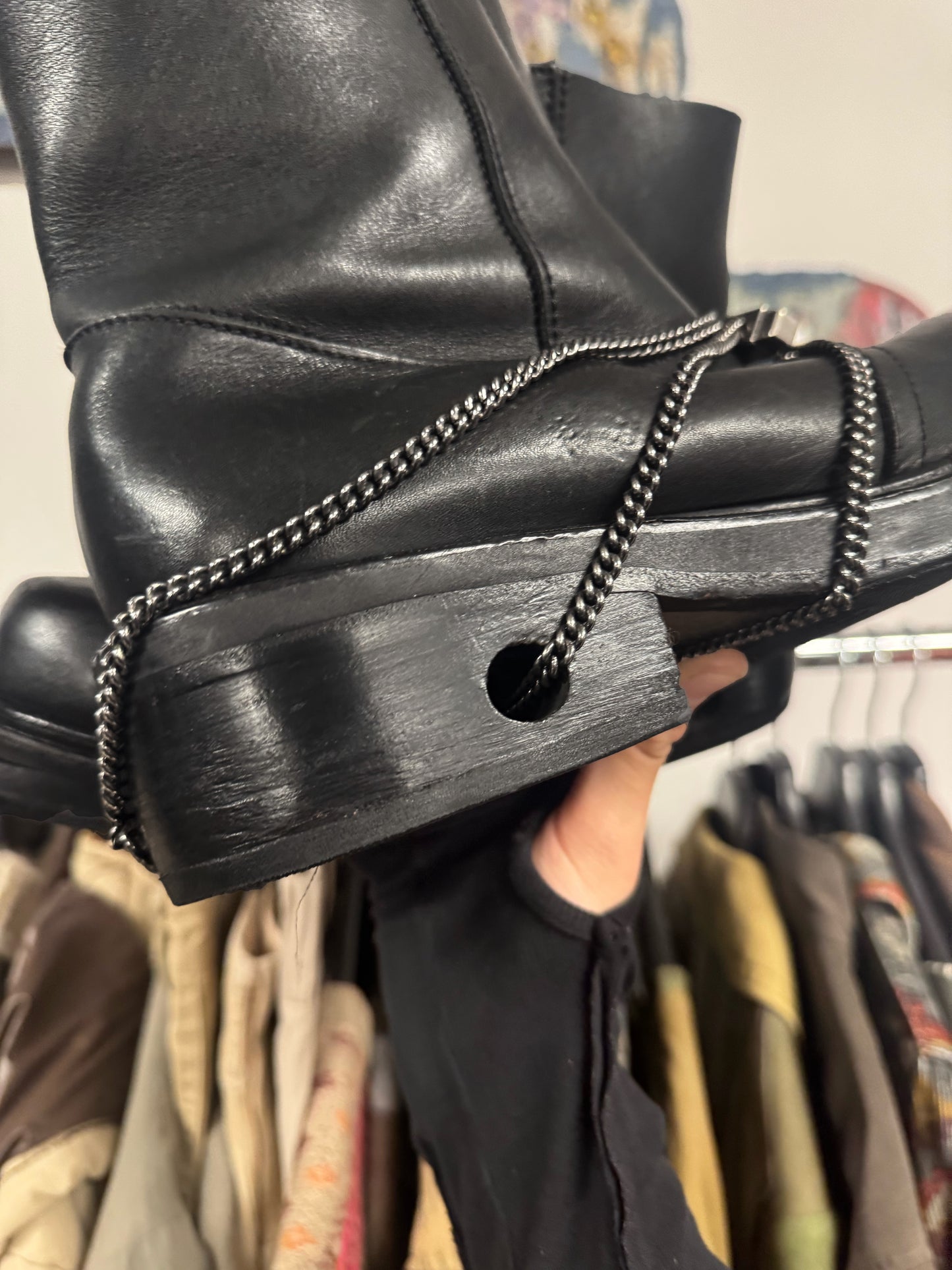 Dirk Bikkembergs ‘Bungee’ Metal Chain Heel Laced Boots