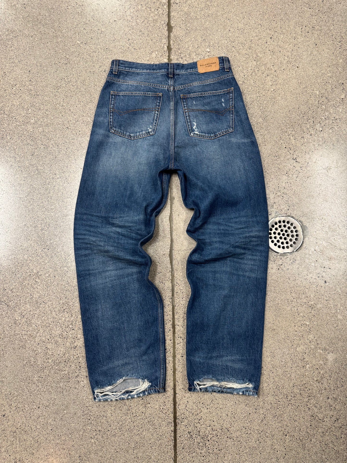 2021 Balenciaga Blue Washed Heel Bite Denim