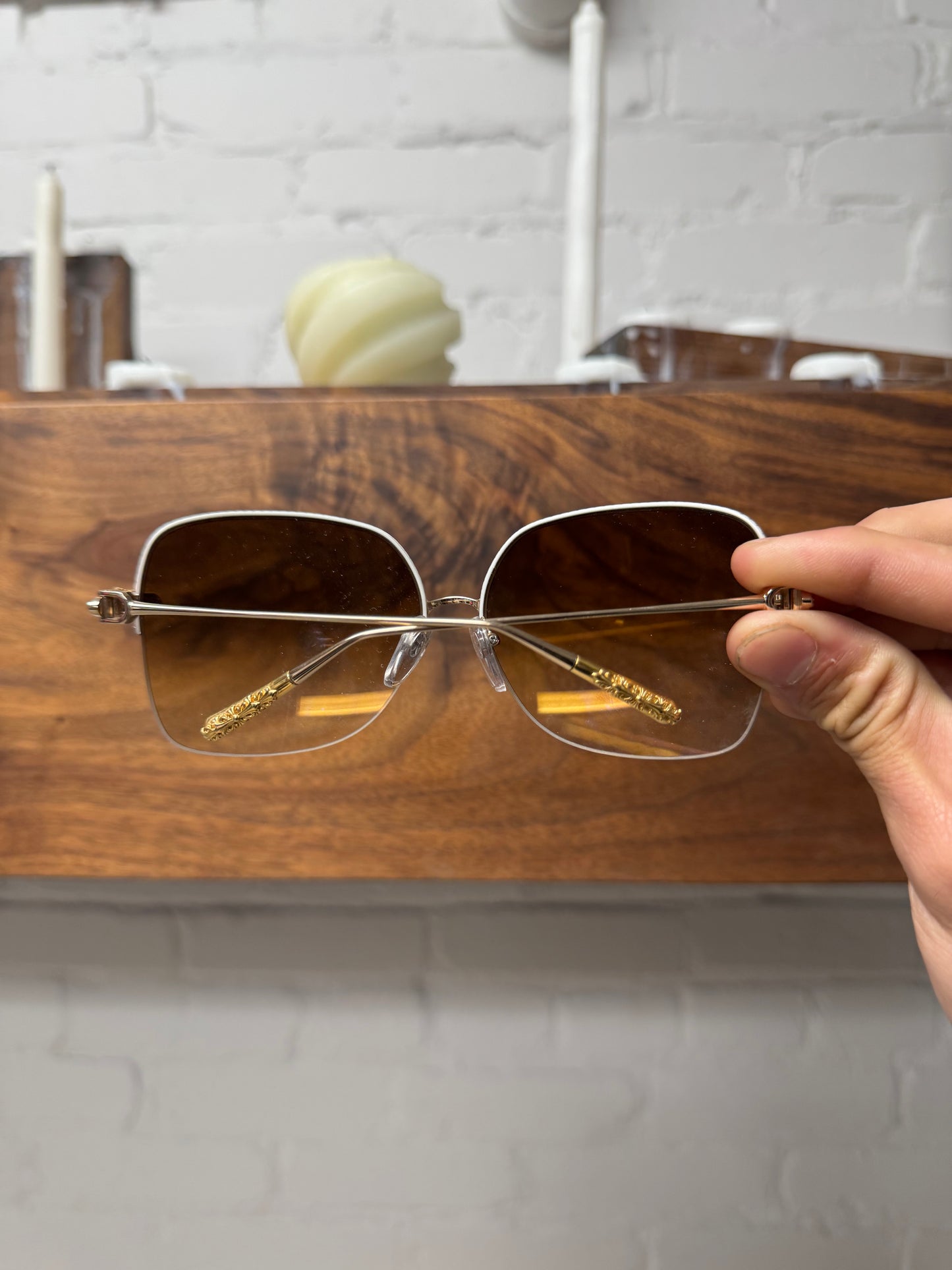 Chrome Hearts ‘Shaved’ 18K Gold Floral Cross Sunglasses