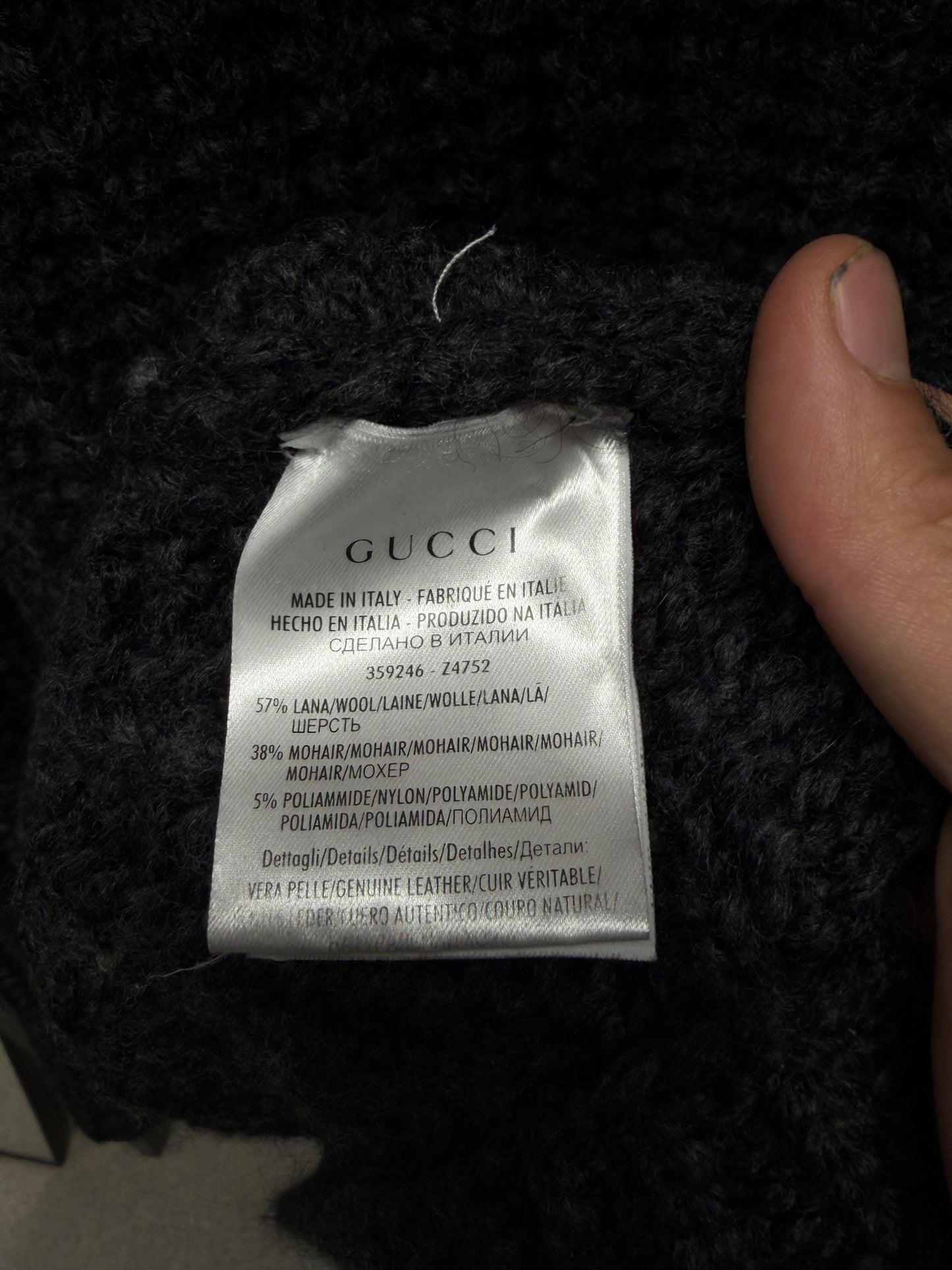 2000s Gucci Black Heavyweight Wool Knit Sweater with Shoulder Zipper