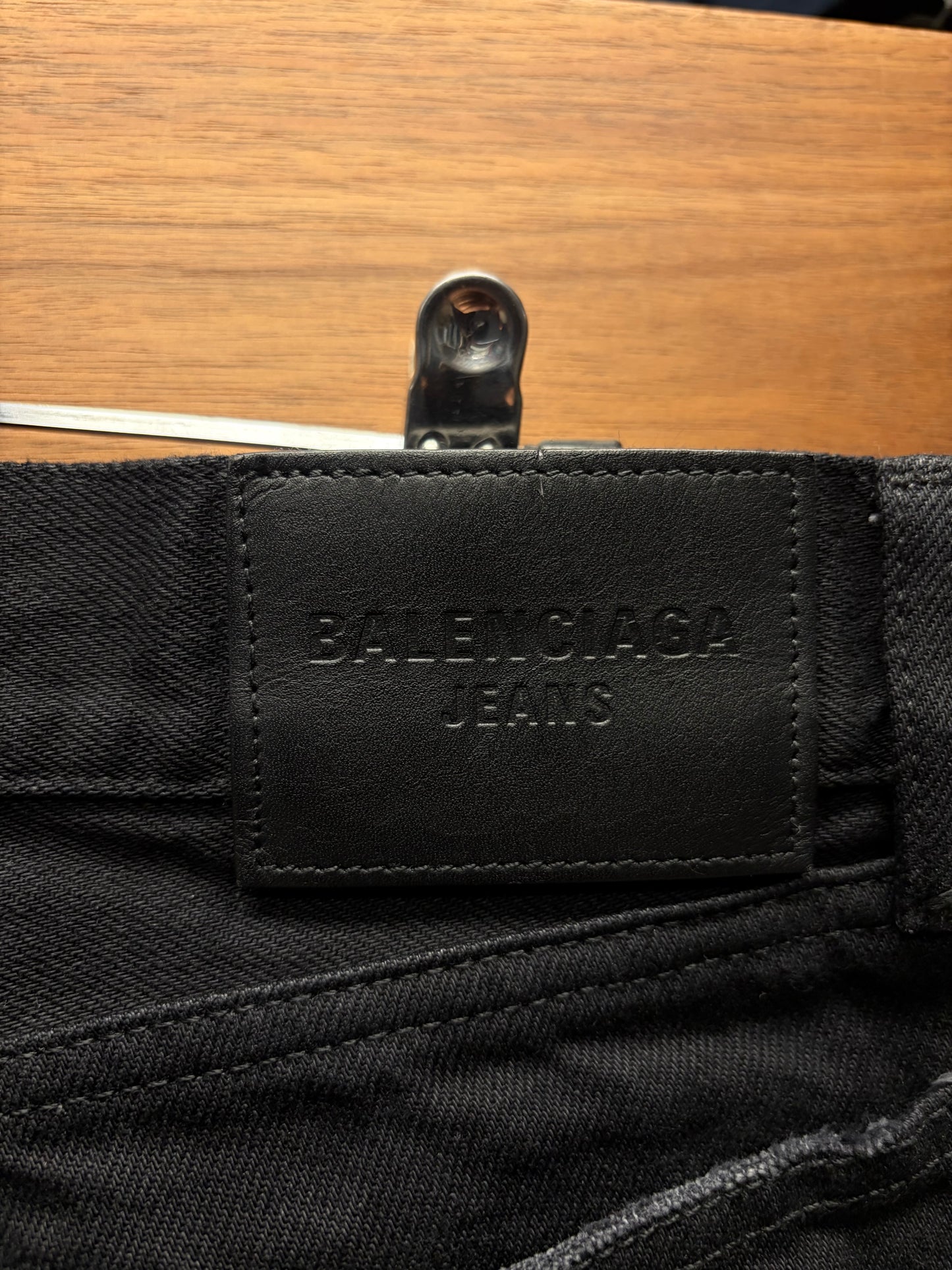 2022 Balenciaga ‘Heelbite’ Washed Black Bootcut Jeans