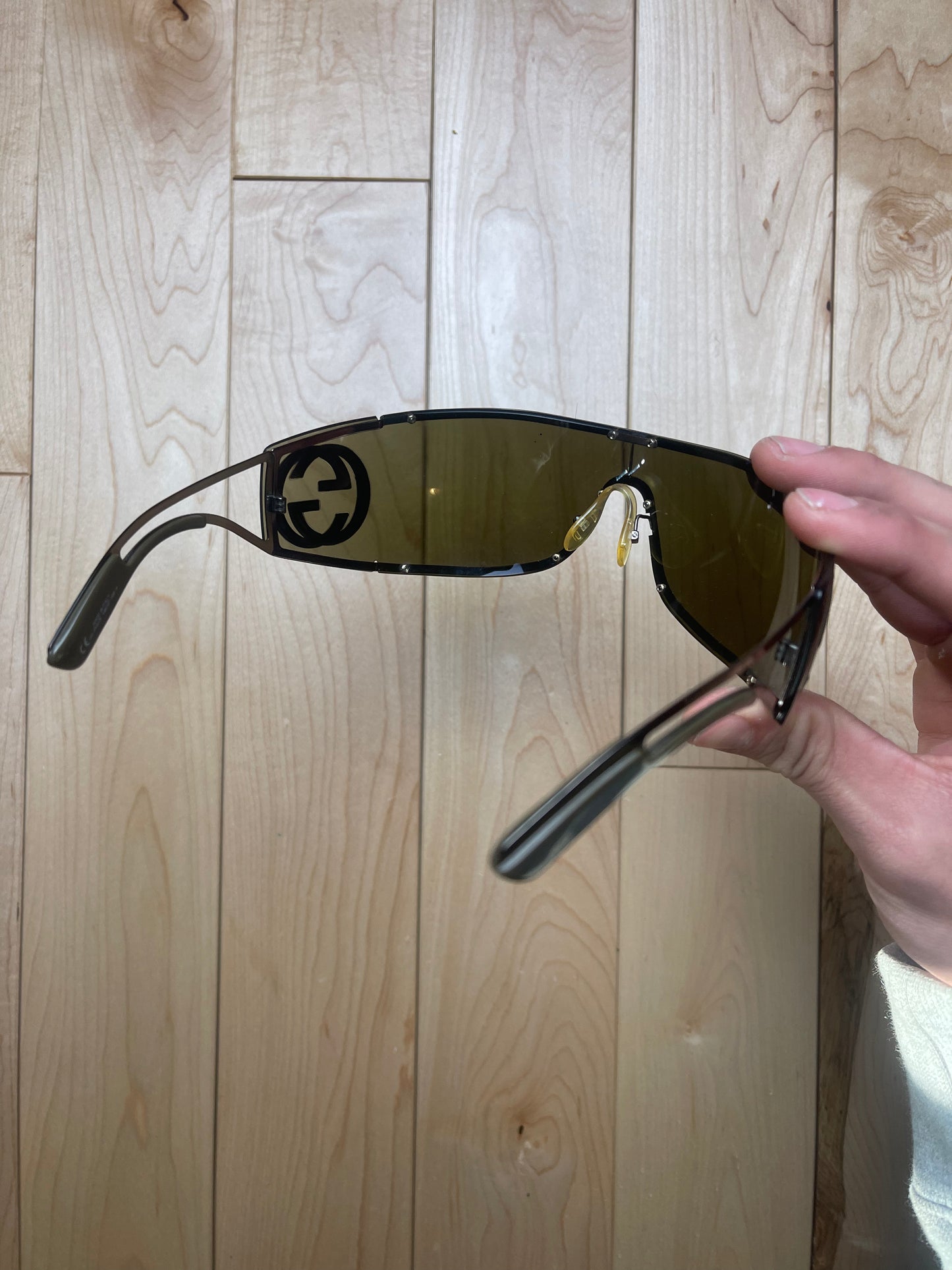 Gucci Rimless Visor Brown Tinted Sunglasses