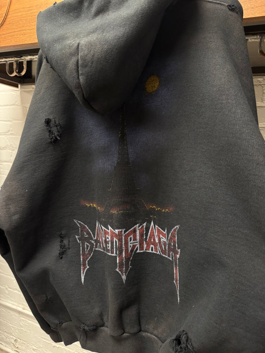 1/15 SS2024 Balenciaga ‘Paris Moon’ Heavy Terry Cotton Distressed Zip Up Hoodie