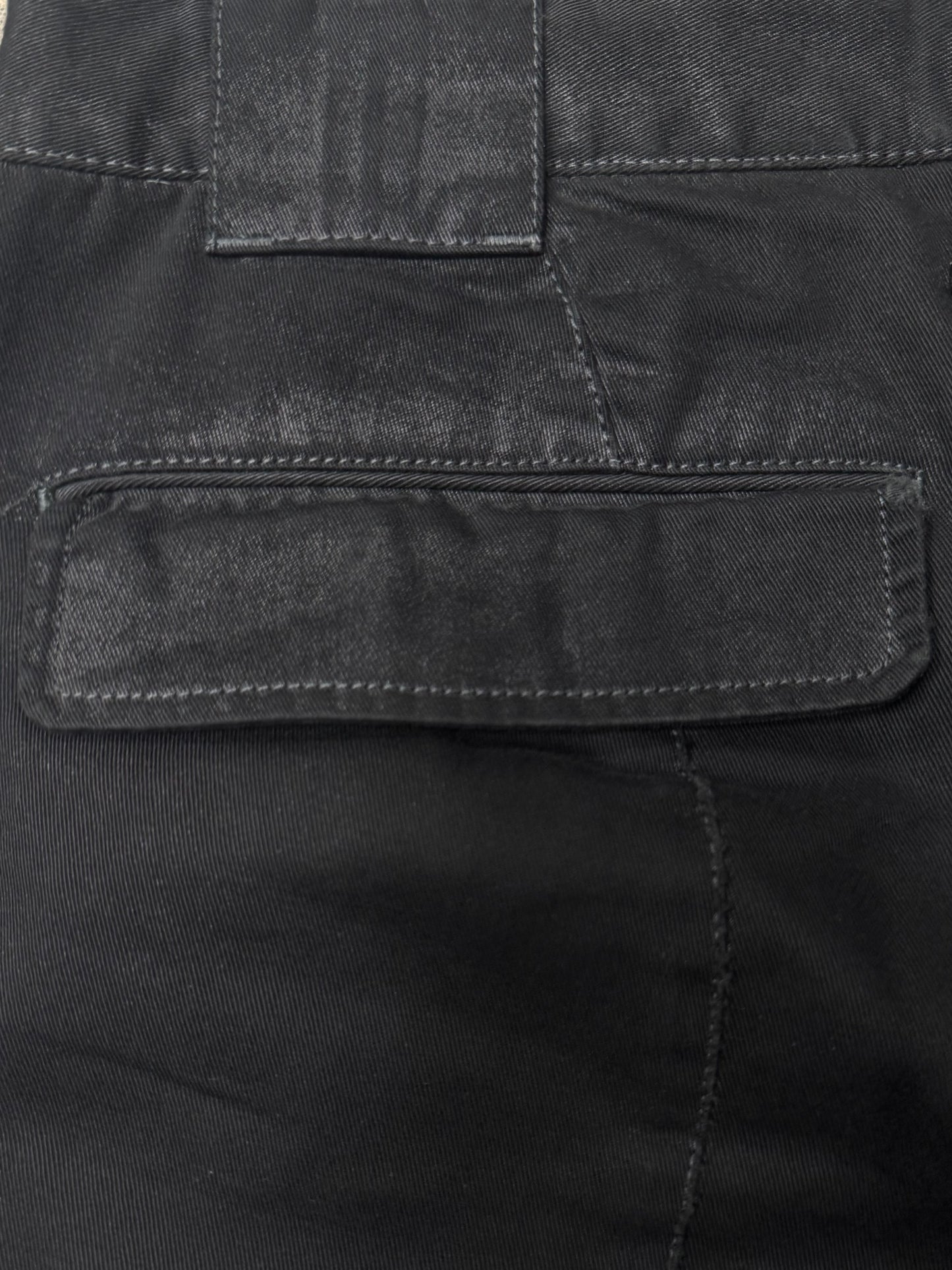 SS1999 Jean Paul Gaultier Waxed Black ‘Zipper Flare’ Cargo Pants