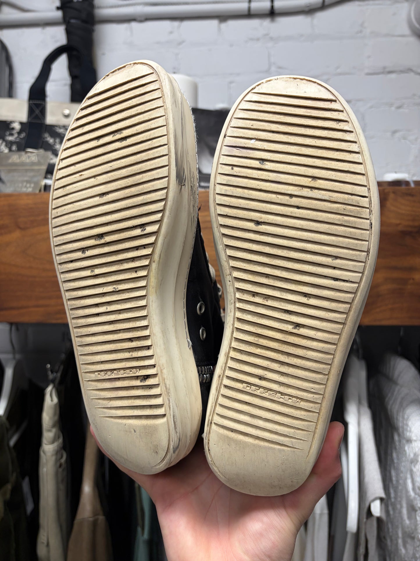 Rick Owens Black Canvas Pentagram ‘Ramones’ High Top Sneakers