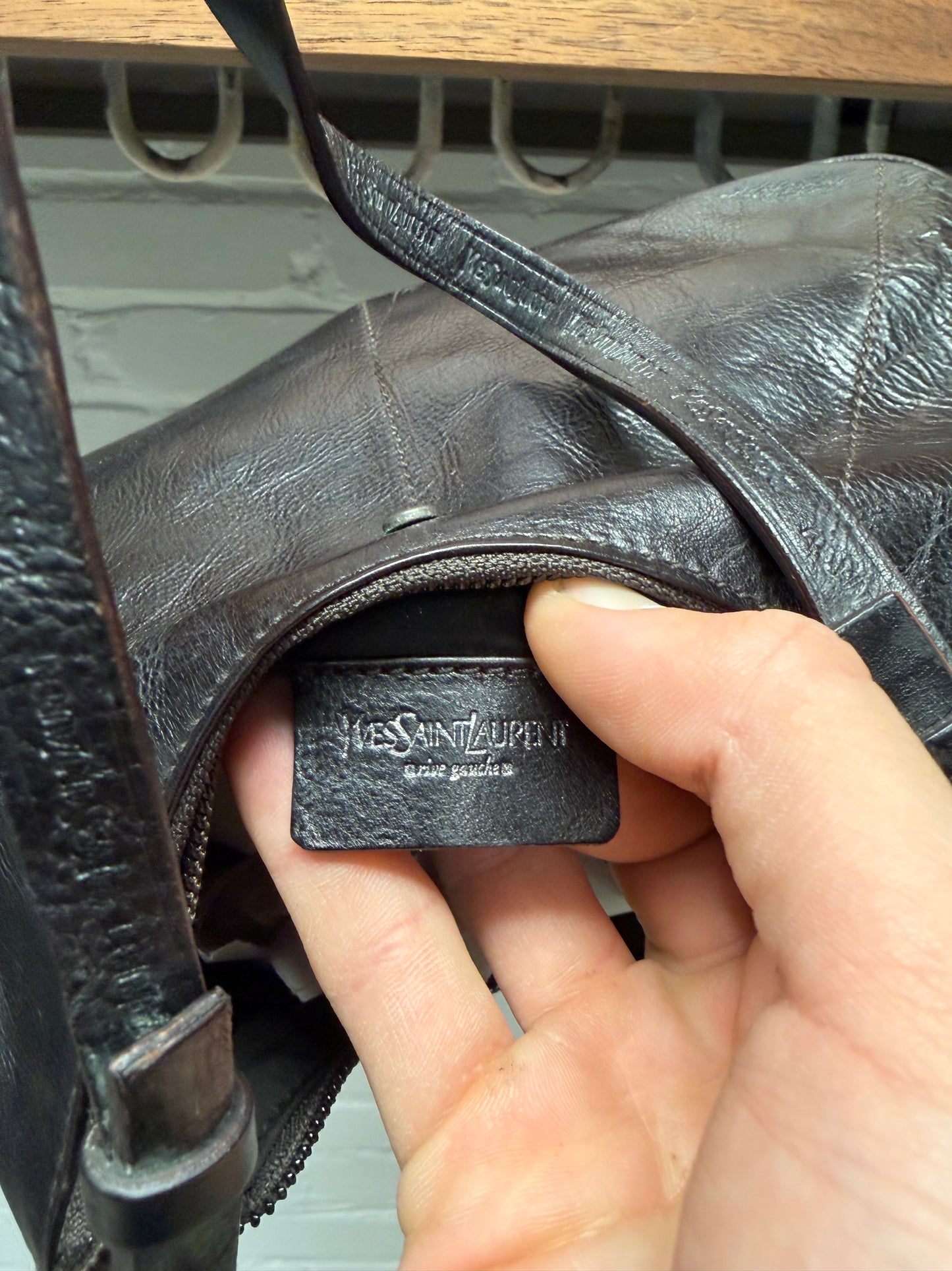 Vintage Yves Saint Laurent ‘Rive Gauche’ Mini Studded Leather Shoulder Bag