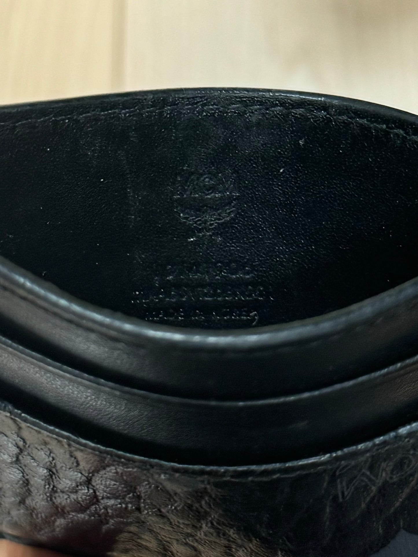 MCM Black/Grey Monogram Leather Cardholder Wallet