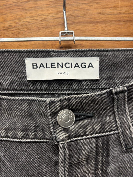 2017 Balenciaga Button Fly Straight Cut Washed Black Denim
