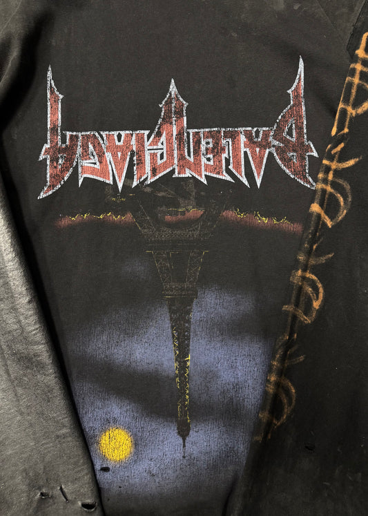 SS2023 Balenciaga ‘Paris Moon’ Mudshow Wax Distressed Long Sleeve Shirt