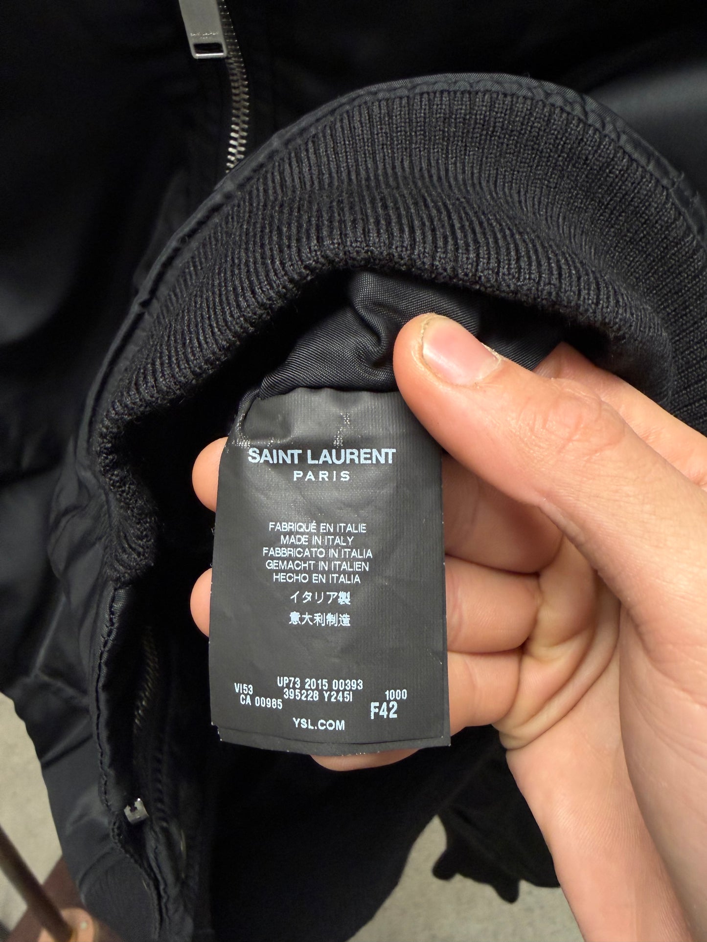 AW2015 Saint Laurent by Hedi Slimane ‘MA-1’ Black Down Filled Bomber Jacket