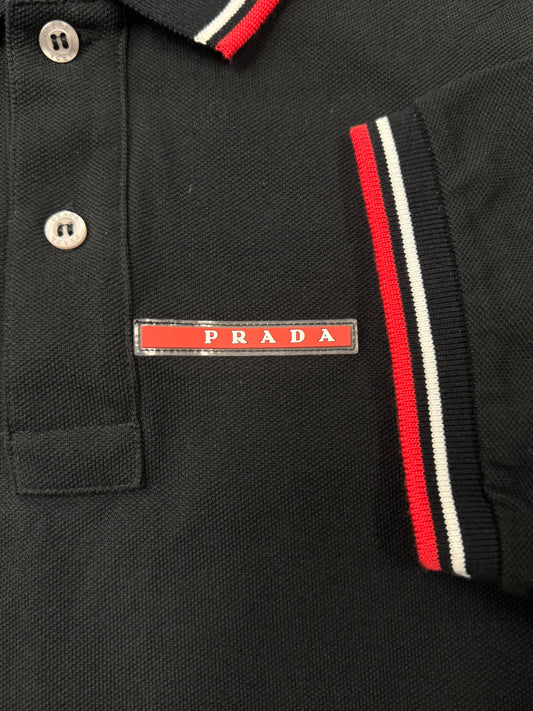 2018 Prada ‘Linea Rossa’ Red Stripe Logo Polo
