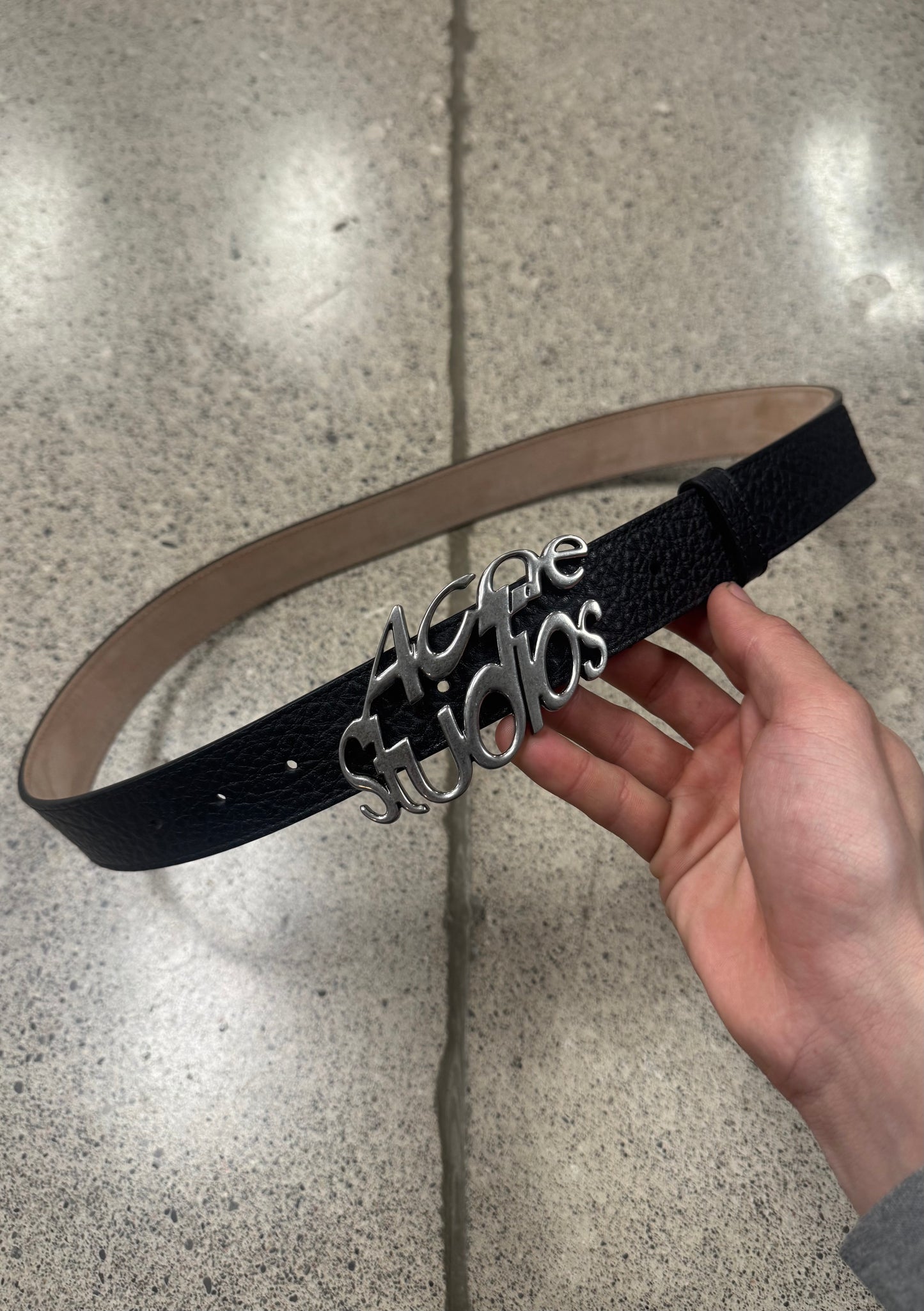 Acne Studios ‘Wave Logo’ Black Leather Belt