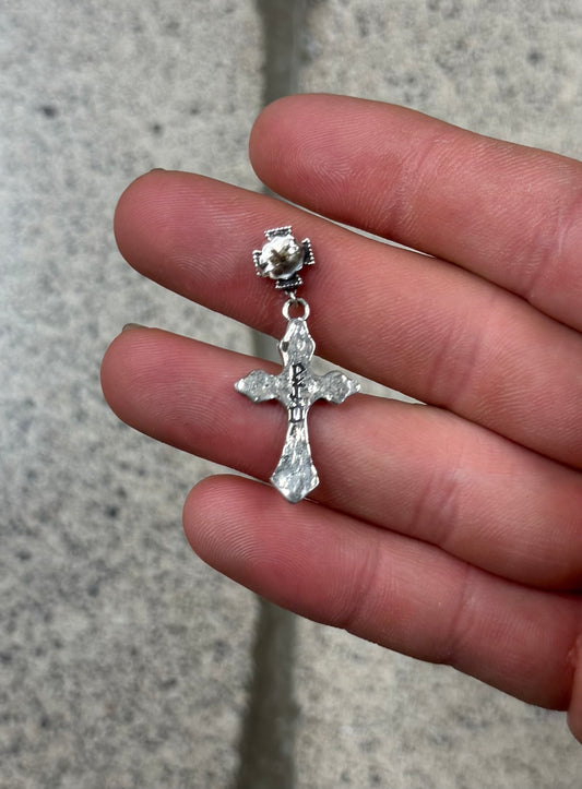 SS2024 Enfants Riche Deprimes White Gold ‘Iron Cross’ Earring