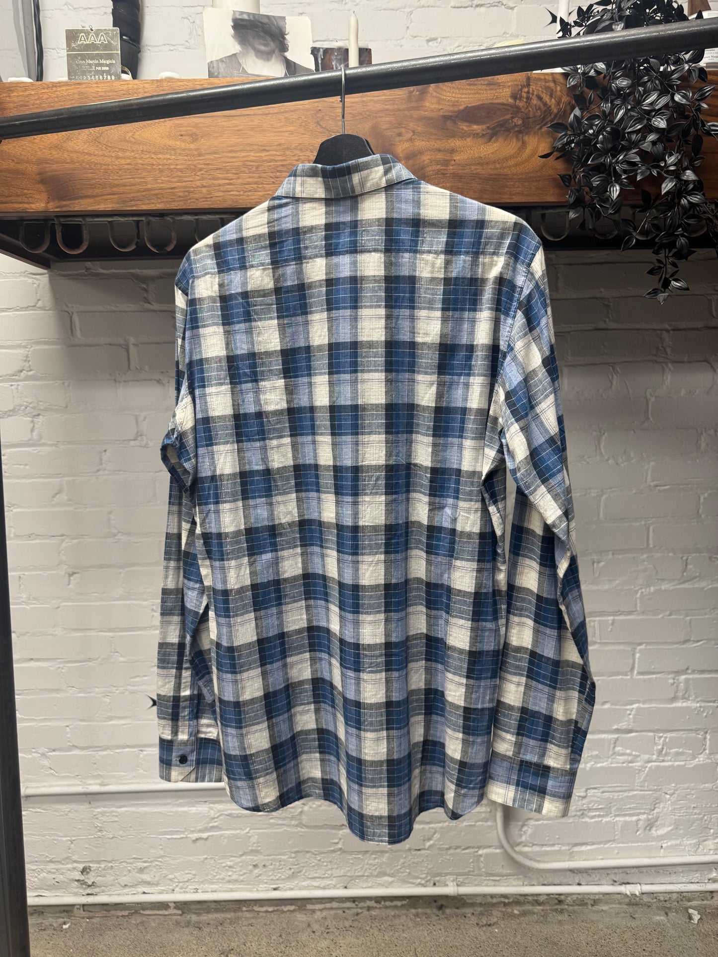 Saint Laurent Blue/White Sheer Plaid Flannel