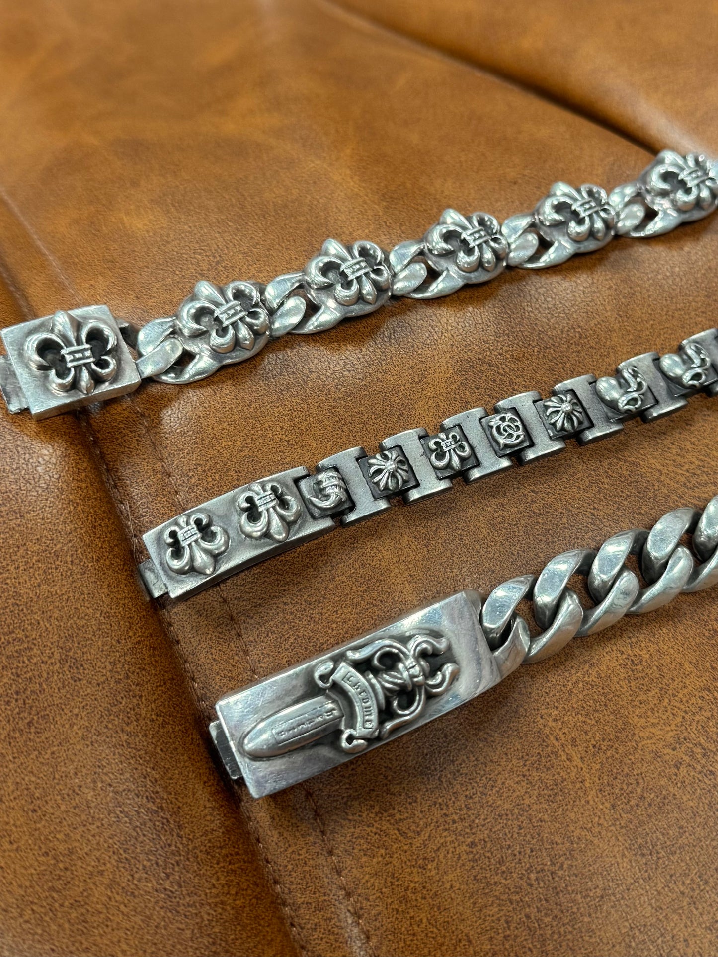 Chrome Hearts ‘Fleur De Lis’ Link 925 Silver Bracelet