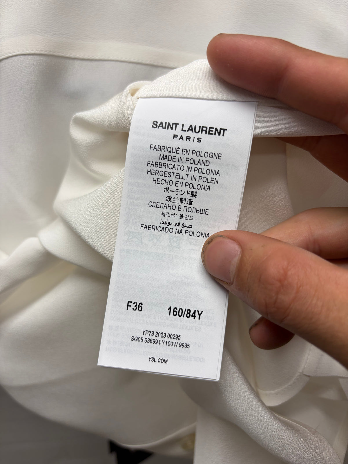 Saint Laurent White Silk Button Up Shirt