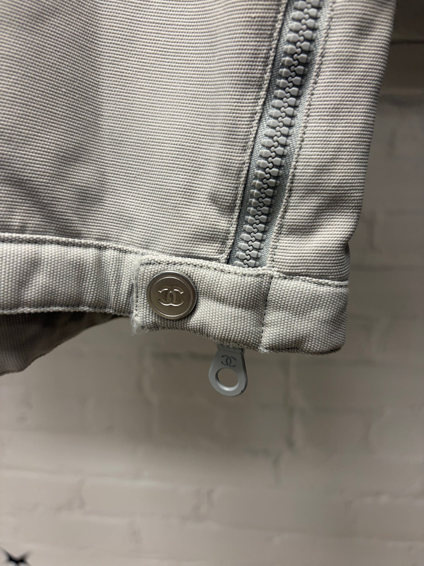 Chanel Sport Light Grey ‘Flight Bomber’ Cropped Zip-Up Jacket