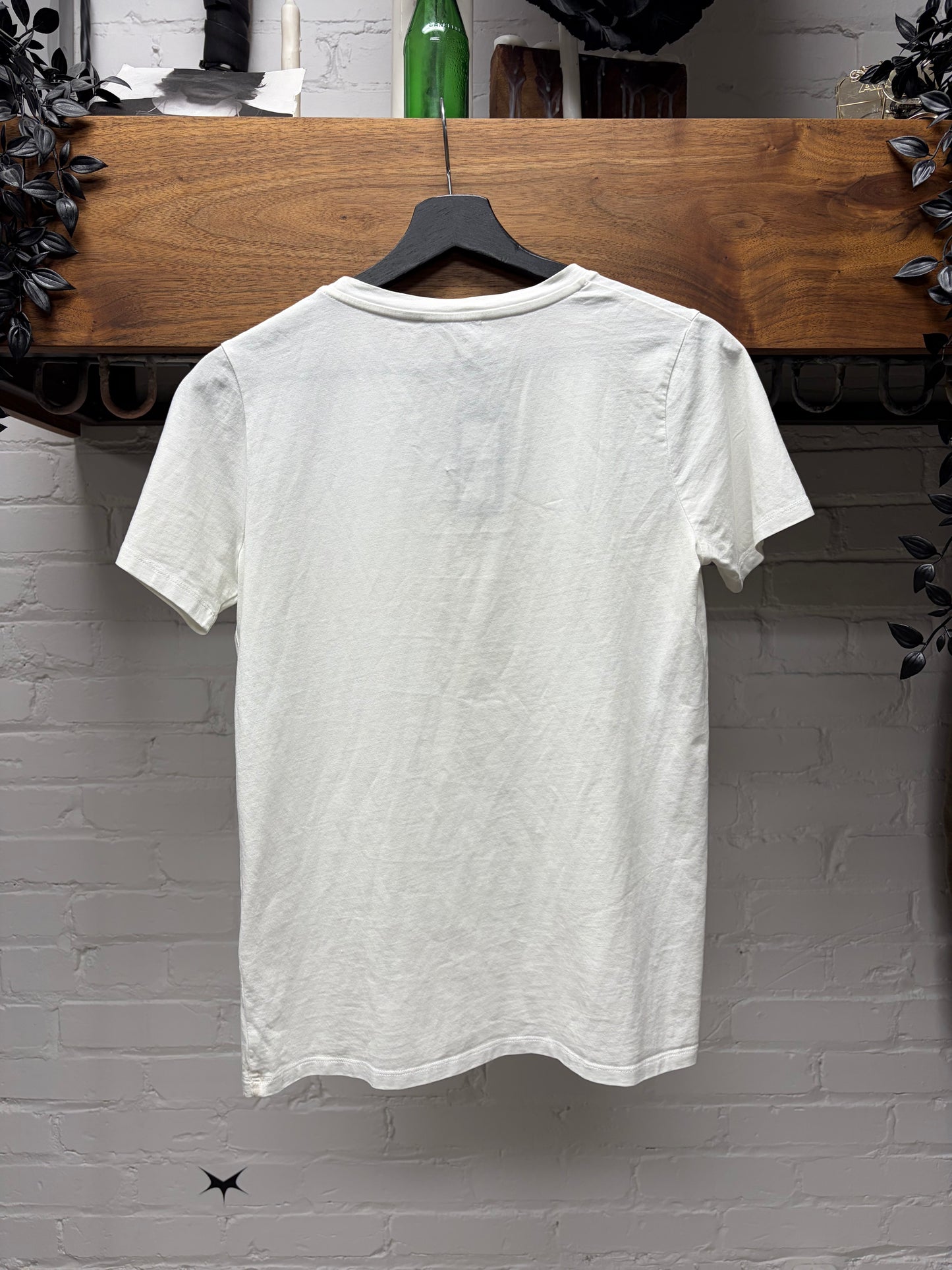 Balmain White/Gold Chest Logo Short Sleeve Shirt with Shoulder Button Detailing