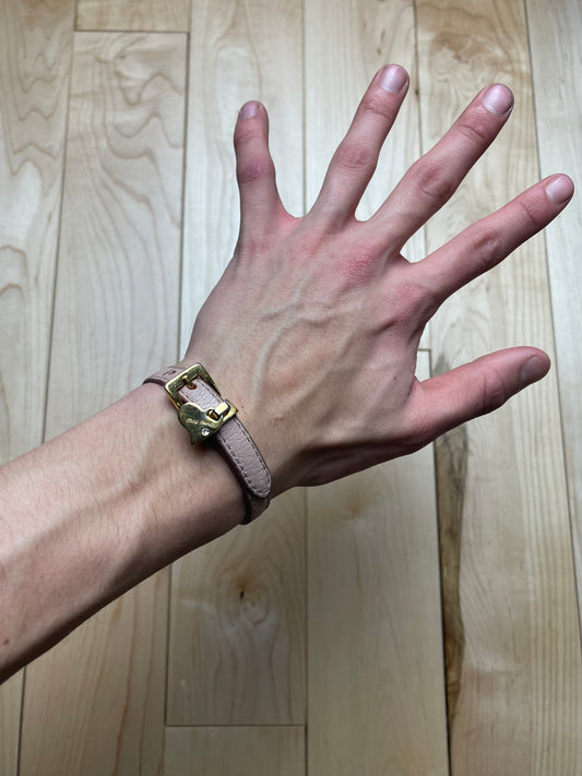 Miu Miu Gold Heart Charm Leather Bracelet