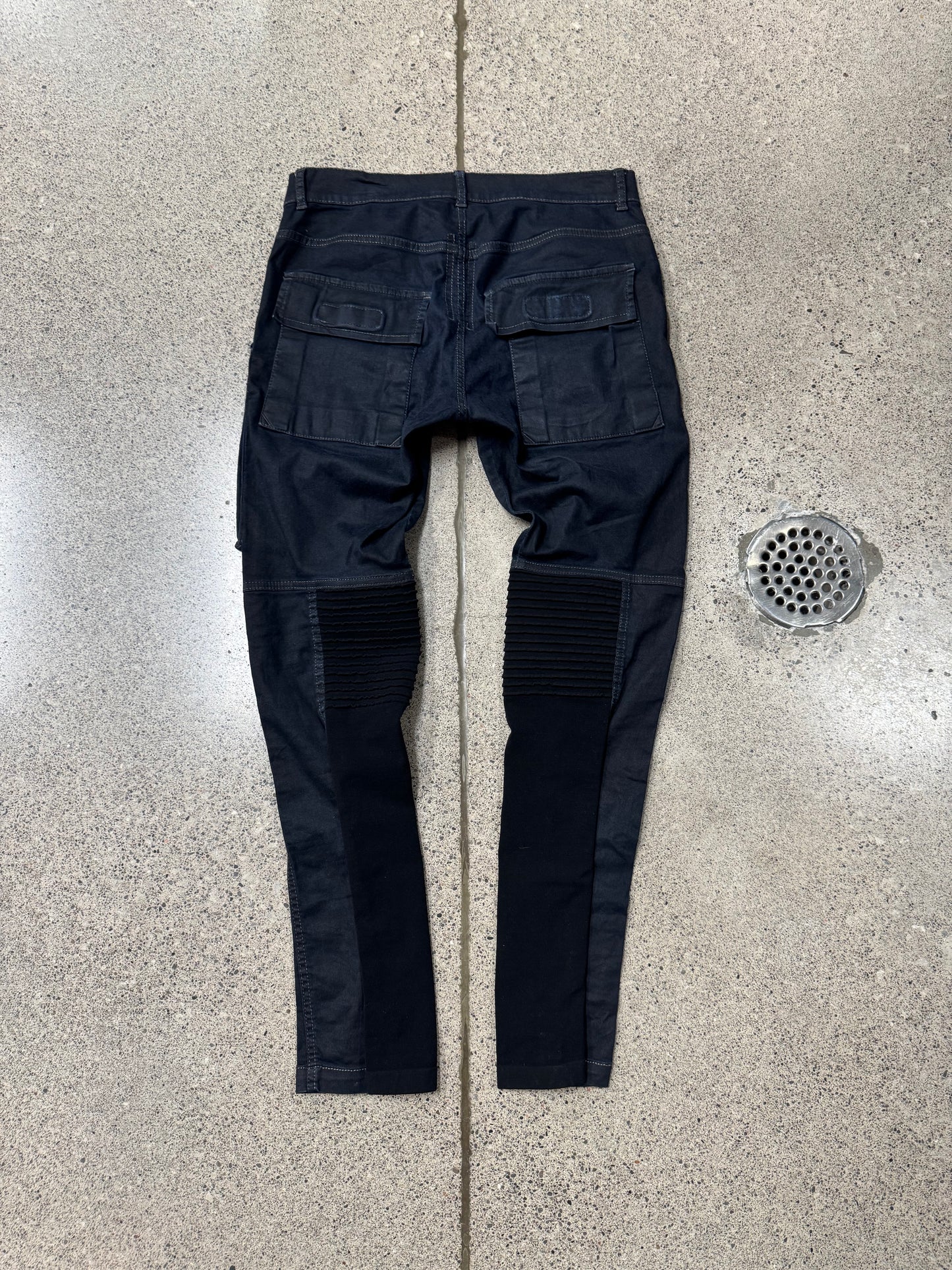 AW2014 Rick Owens ‘Memphis Patch’ Mineral Blue Skinny Denim