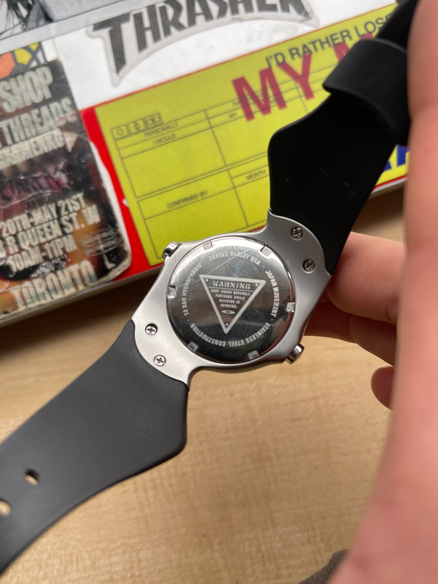2001 Oakley Crush Silver/Black Glow In The Dark Watch