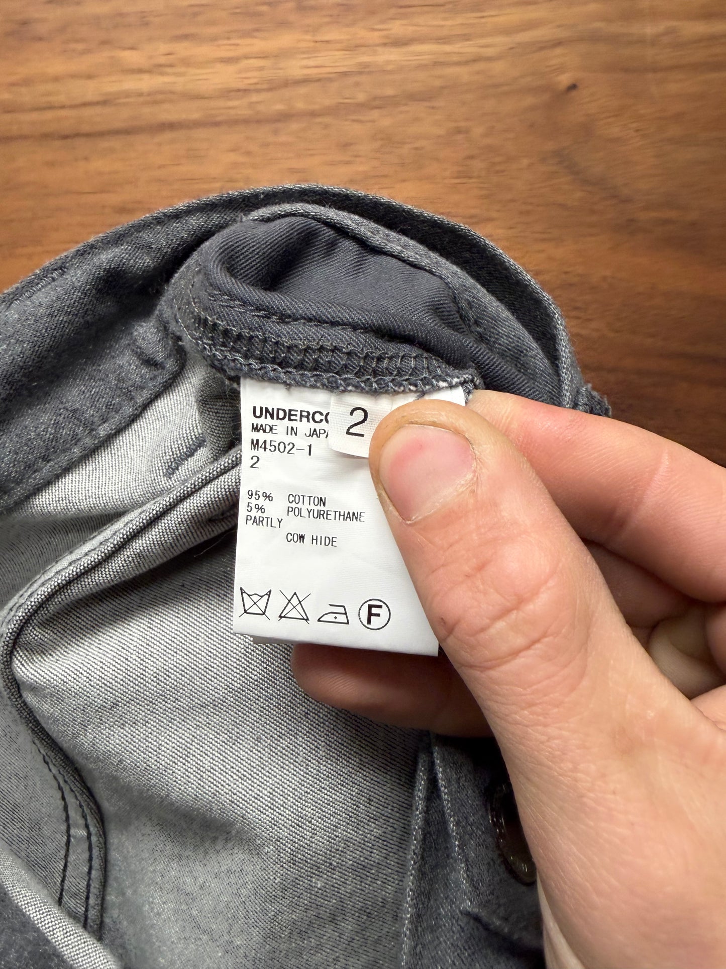 SS2014 Undercover ‘God Dog’ Embroidered Text Grey Skinny Jeans