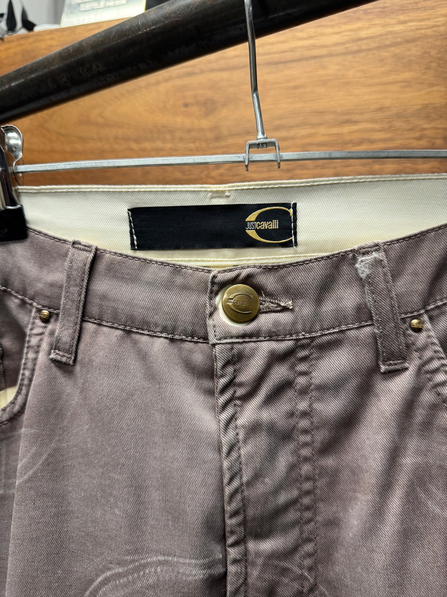 2000s Roberto Cavalli ‘Wave Seam’ Purple Bootcut Denim