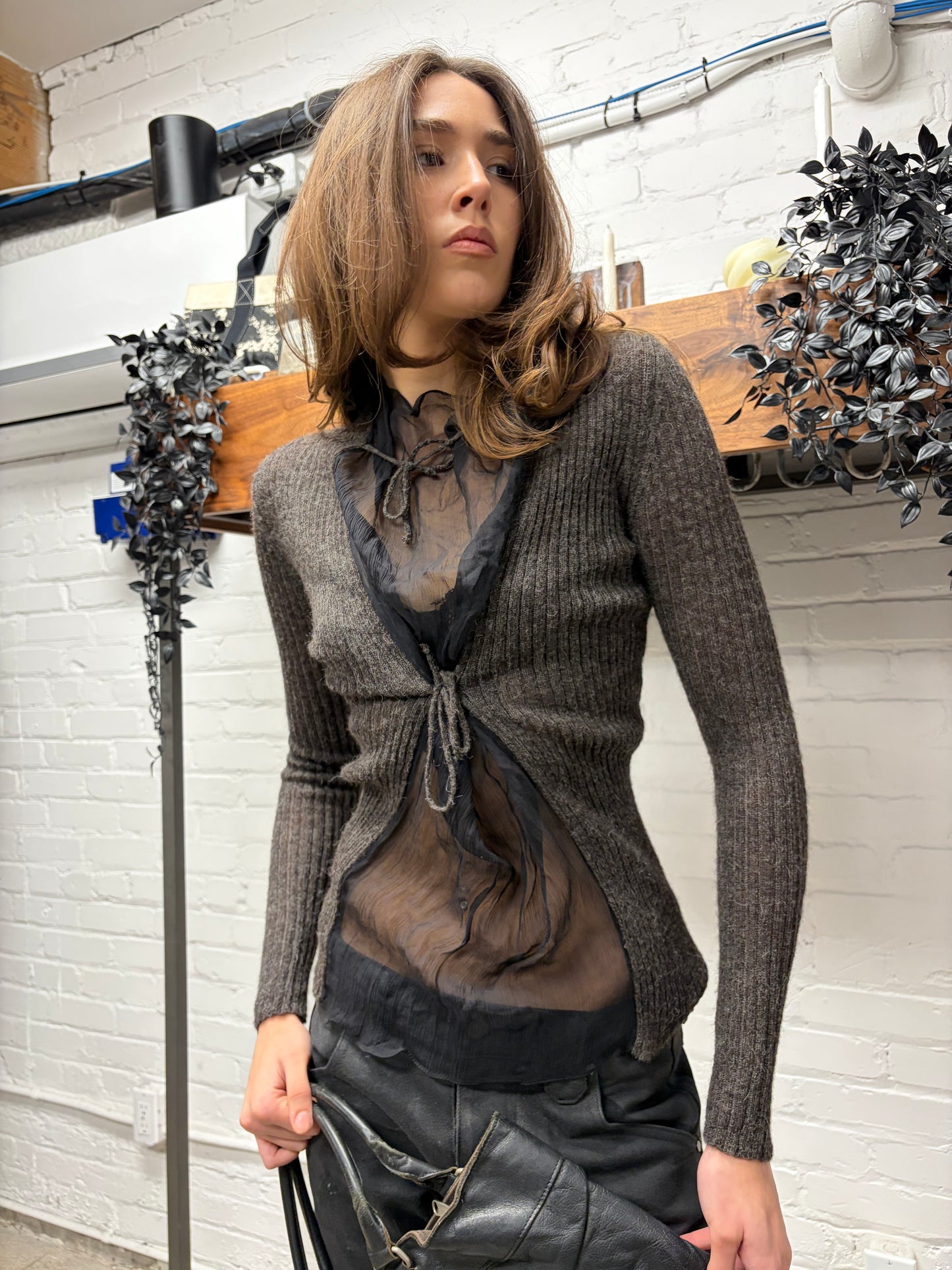 Vintage Jean Paul Gaultier ‘Maille’ Sheer/Ribbed Wool Knit Sweater