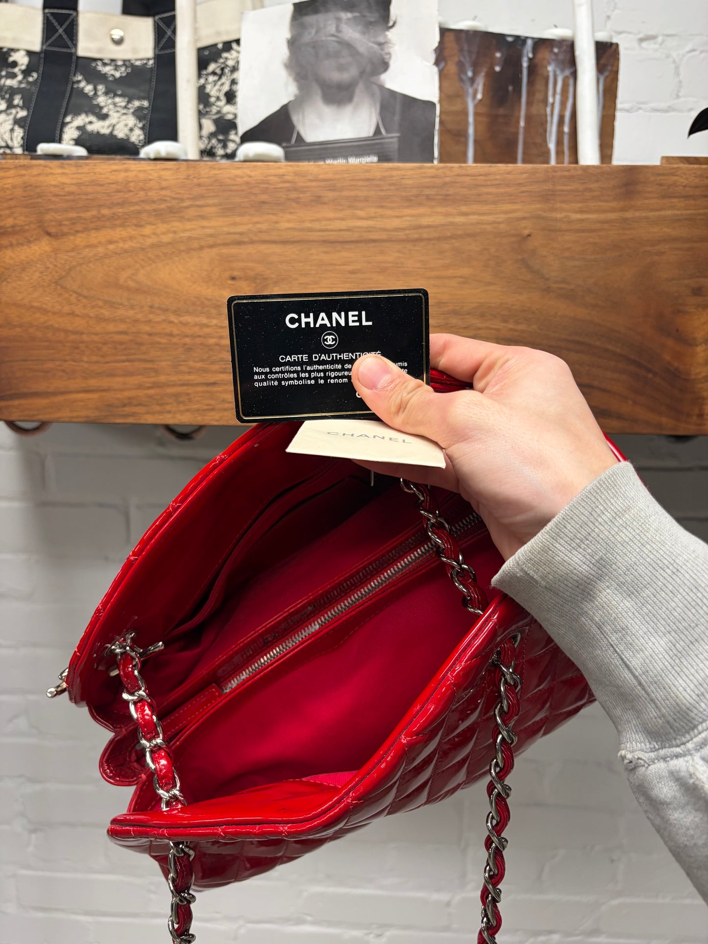 Chanel ‘Mademoiselle’ Quilted Red Patent Leather Mini Bowling Bag