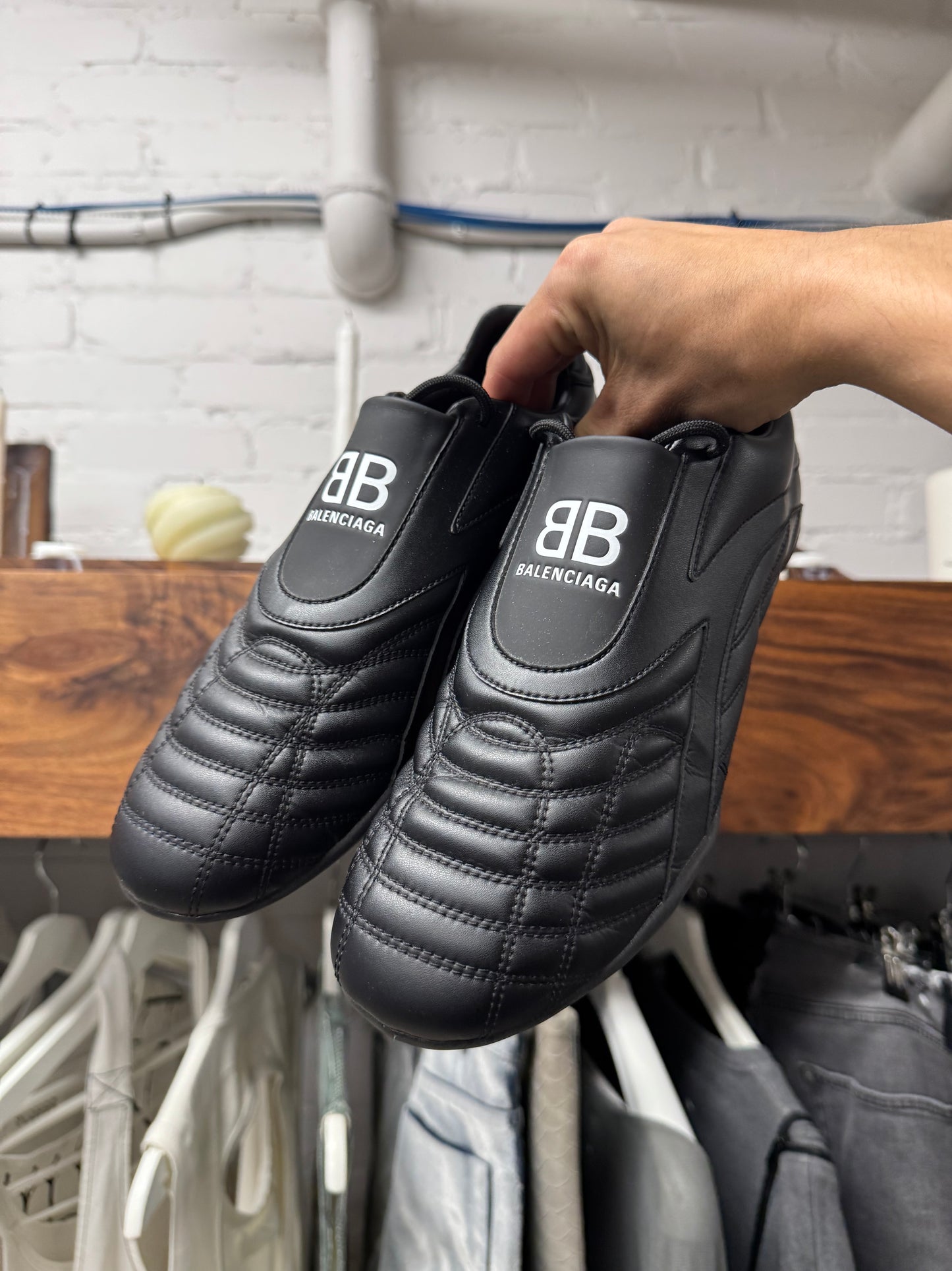 Balenciaga ‘Zen’ Black Low Top Leather Soccer Shoes