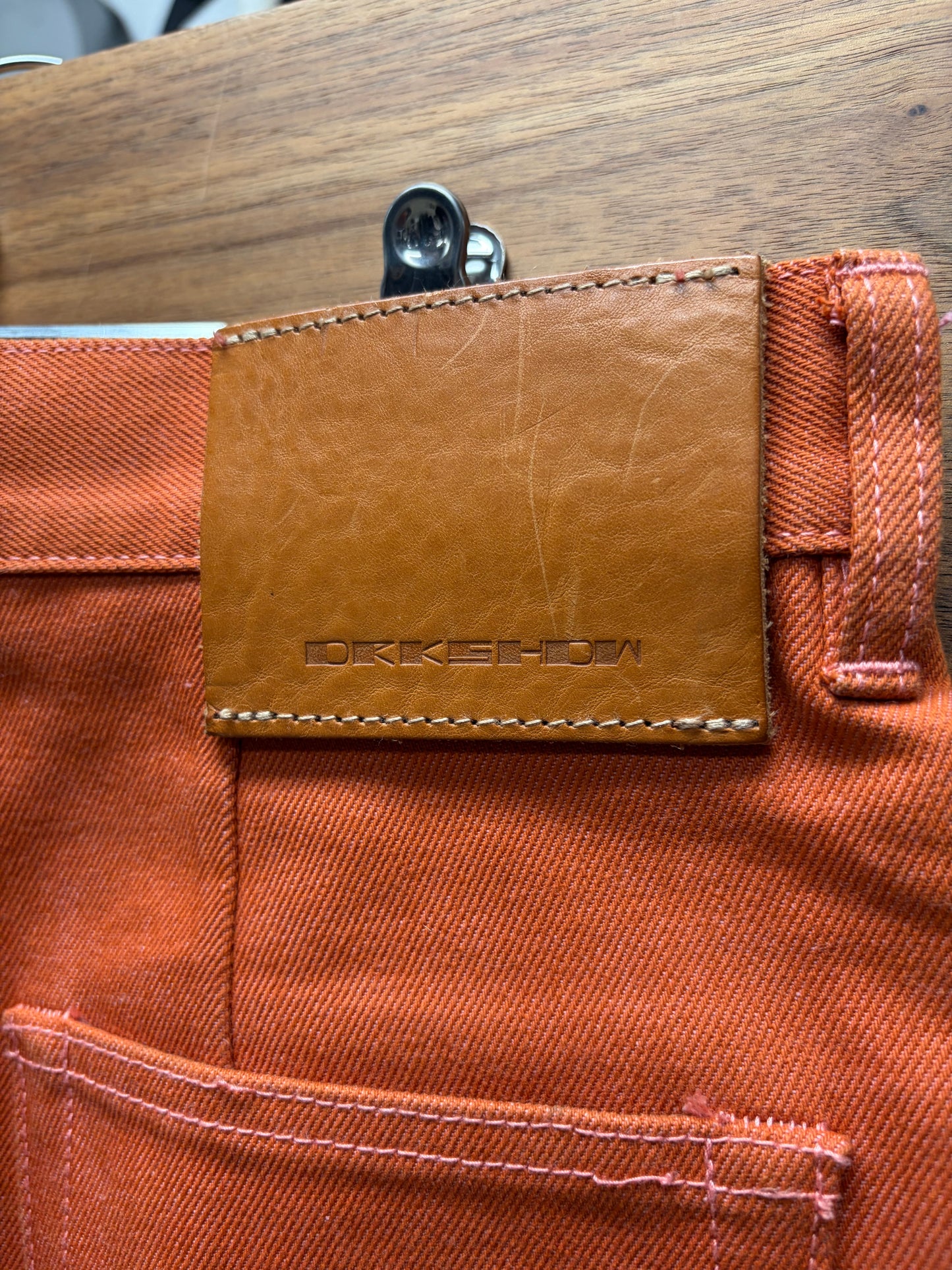 Rick Owens 16oz Japanese Denim ‘Geth’ Wide Leg Orange Jeans