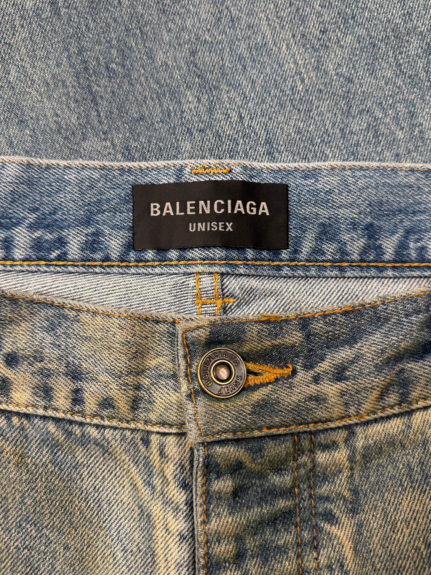 2022 Balenciaga ‘Mudwash’ Oversized Baggy Blue Denim
