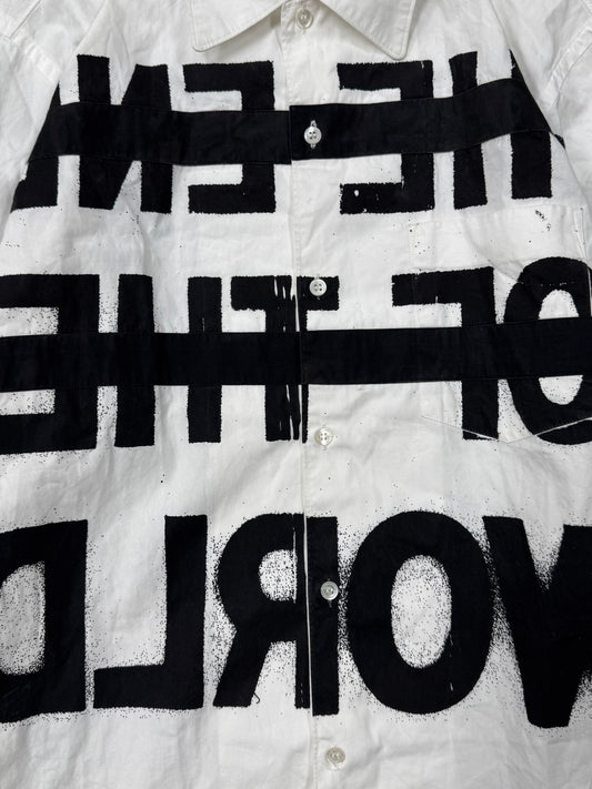 Comme Des Garçons Shirt ‘Free the World’ Painted Button Down Shirt.