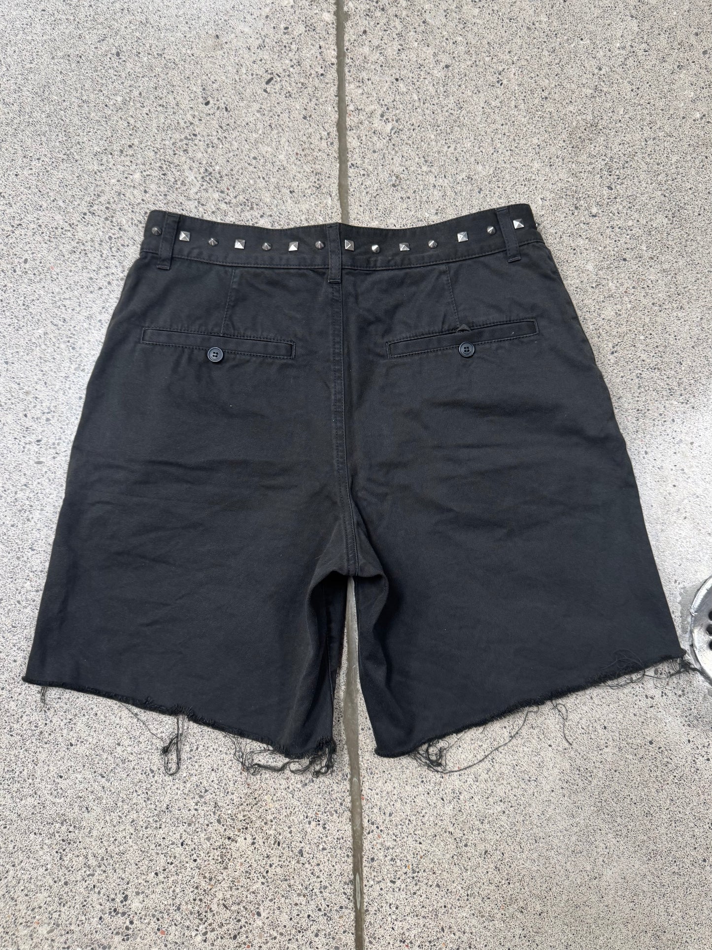 SS2016 Saint Laurent Studded Raw Hem Cutoff Shorts