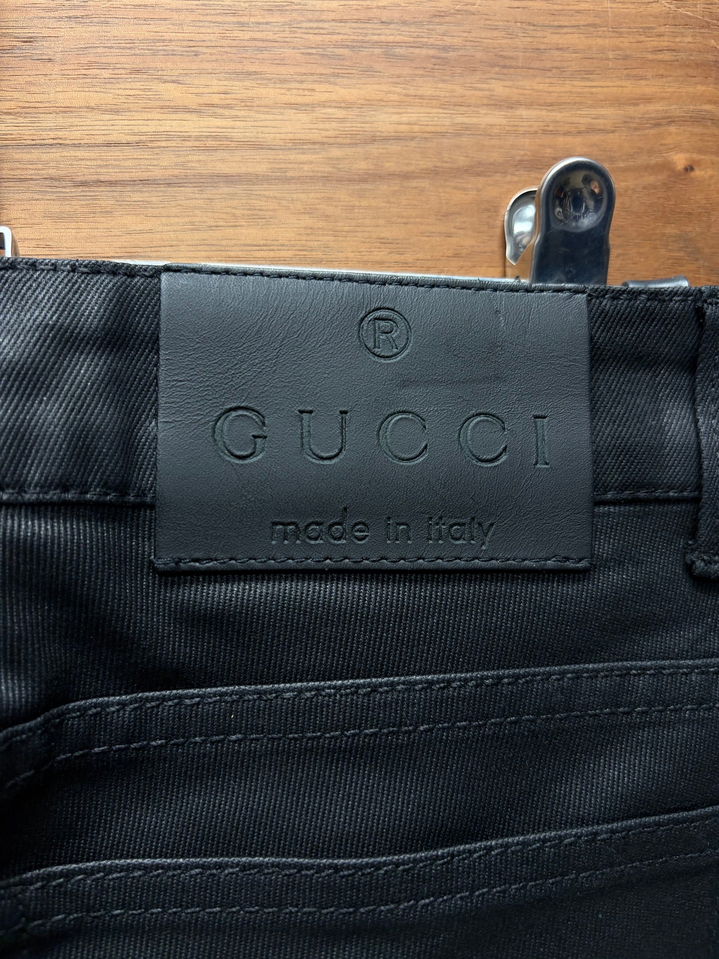 Gucci by Tom Ford Waxed Black Low Rise Skinny Jeans