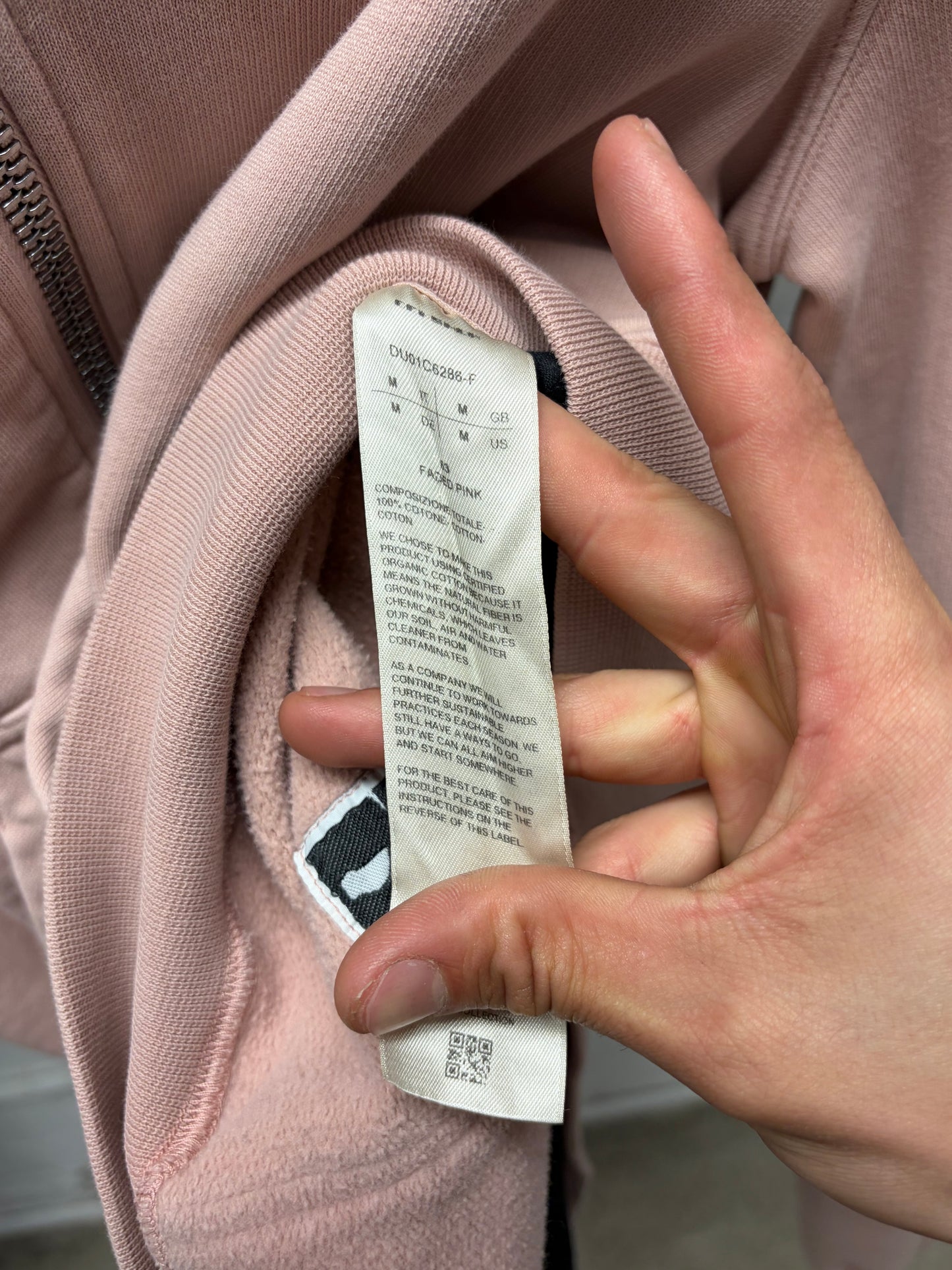 Rick Owens ‘Mountain Zip’ Faded Pink Hoodie