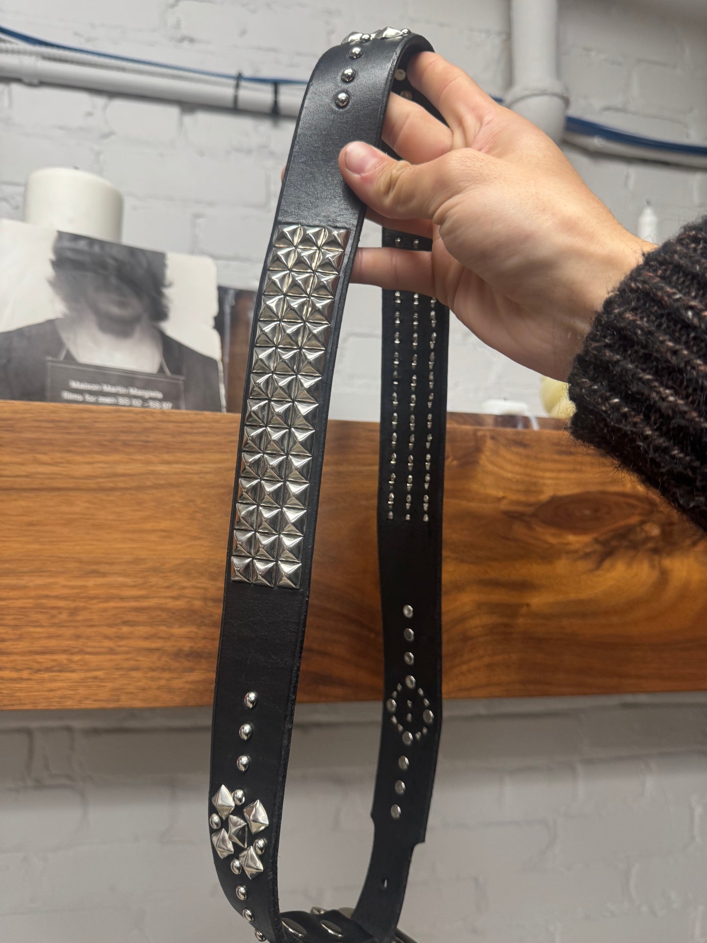 Enfants Riches Deprimes Double Studded Black Leather Western Belt