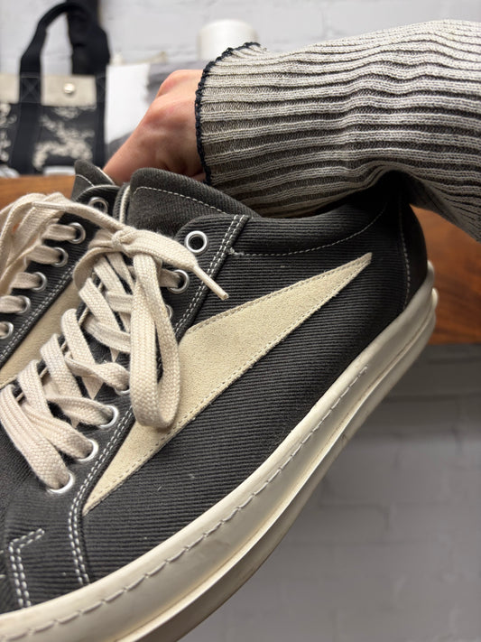 Rick Owens Black/Milk Canvas ‘Vans’ Low Top Sneakers
