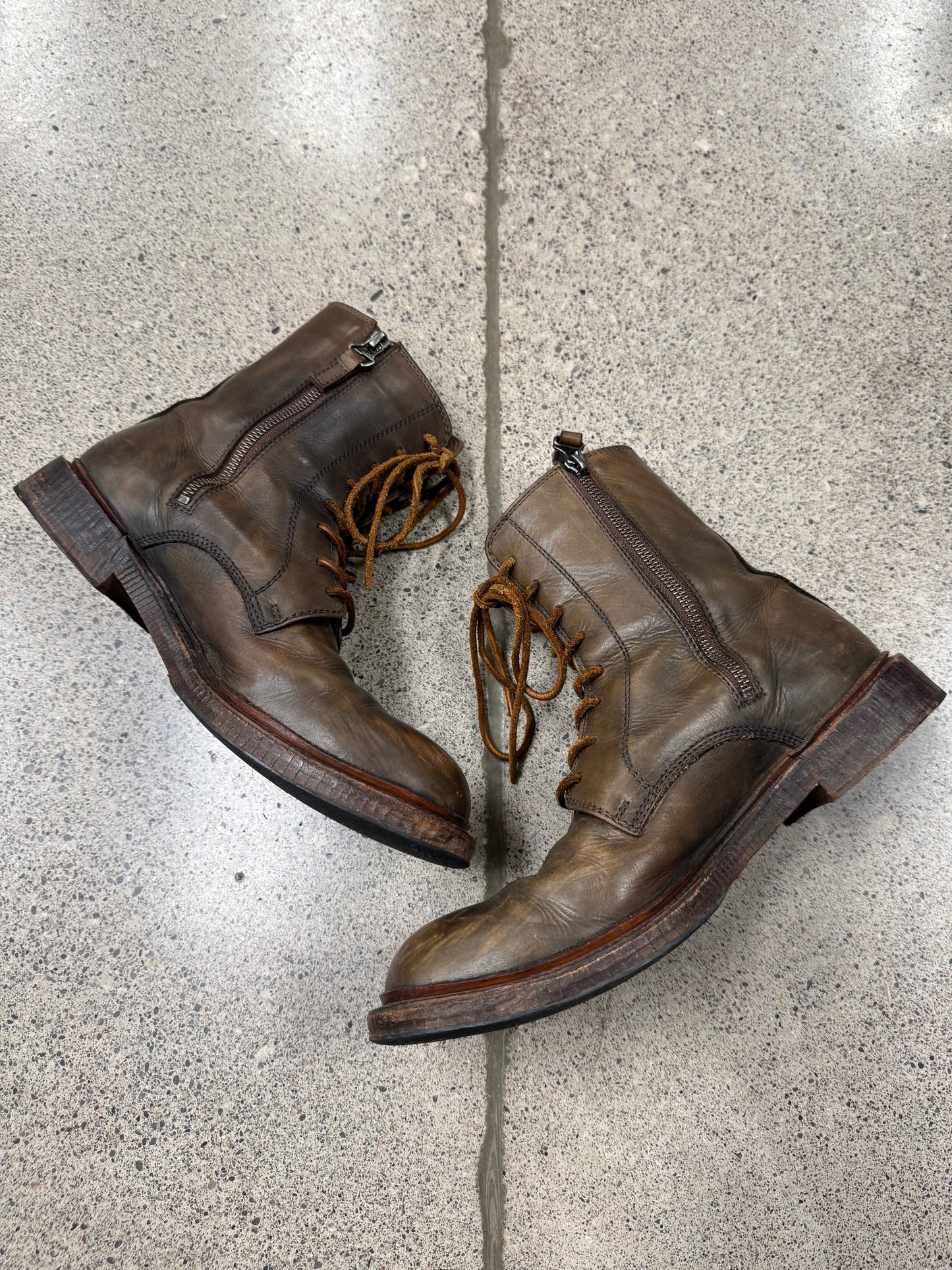 Mihara Yasuhiro Brown Calfskin Leather Combat Boots