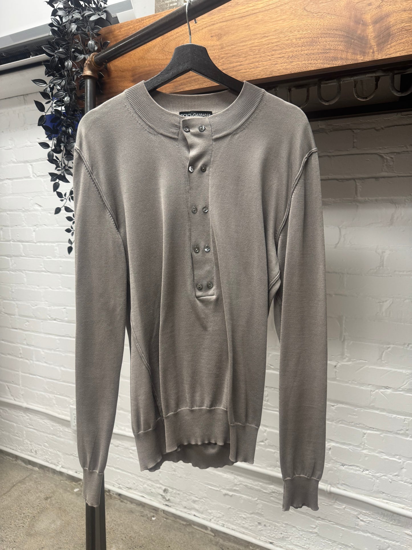 Dolce & Gabanna Mainline Sheer Henley Sweater