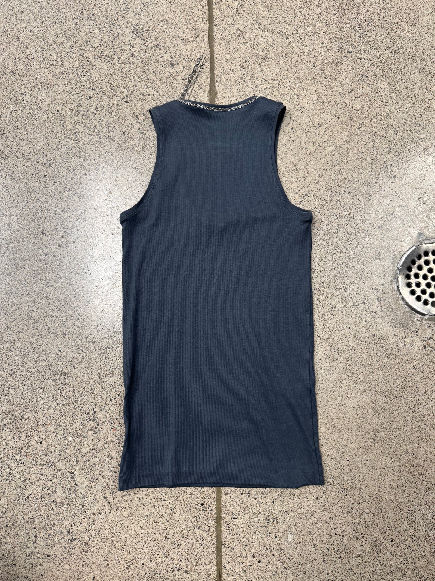 Brunello Cucinelli Silver ‘Necklace’ Ribbed Tank Top