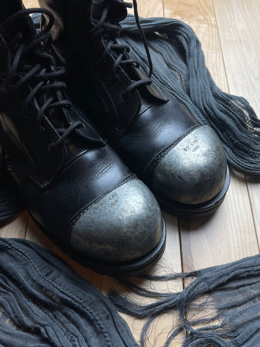 Vintage English Steel Toe Leather Combat Boots