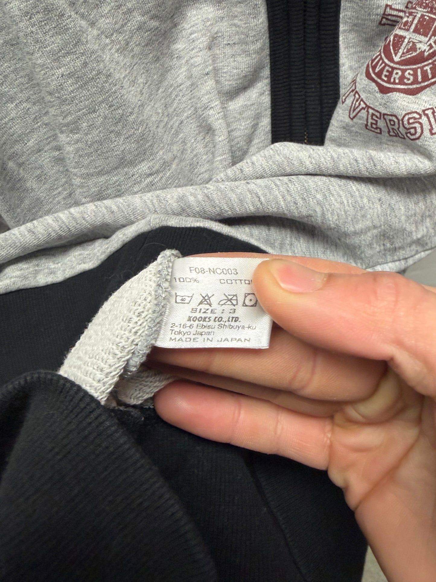 Number (N)ine ‘Hardcore University’ Grey Sweatshirt Cotton Cardigan